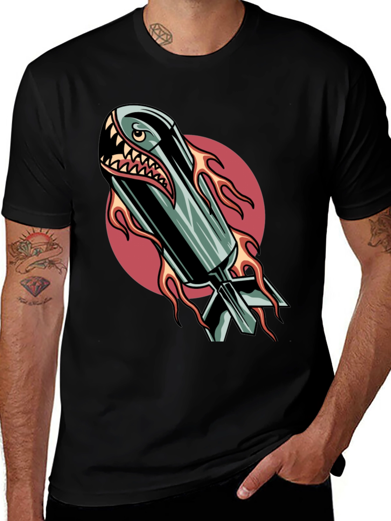 Variant 19 of Fiery Shark Bomb Graphic Tee