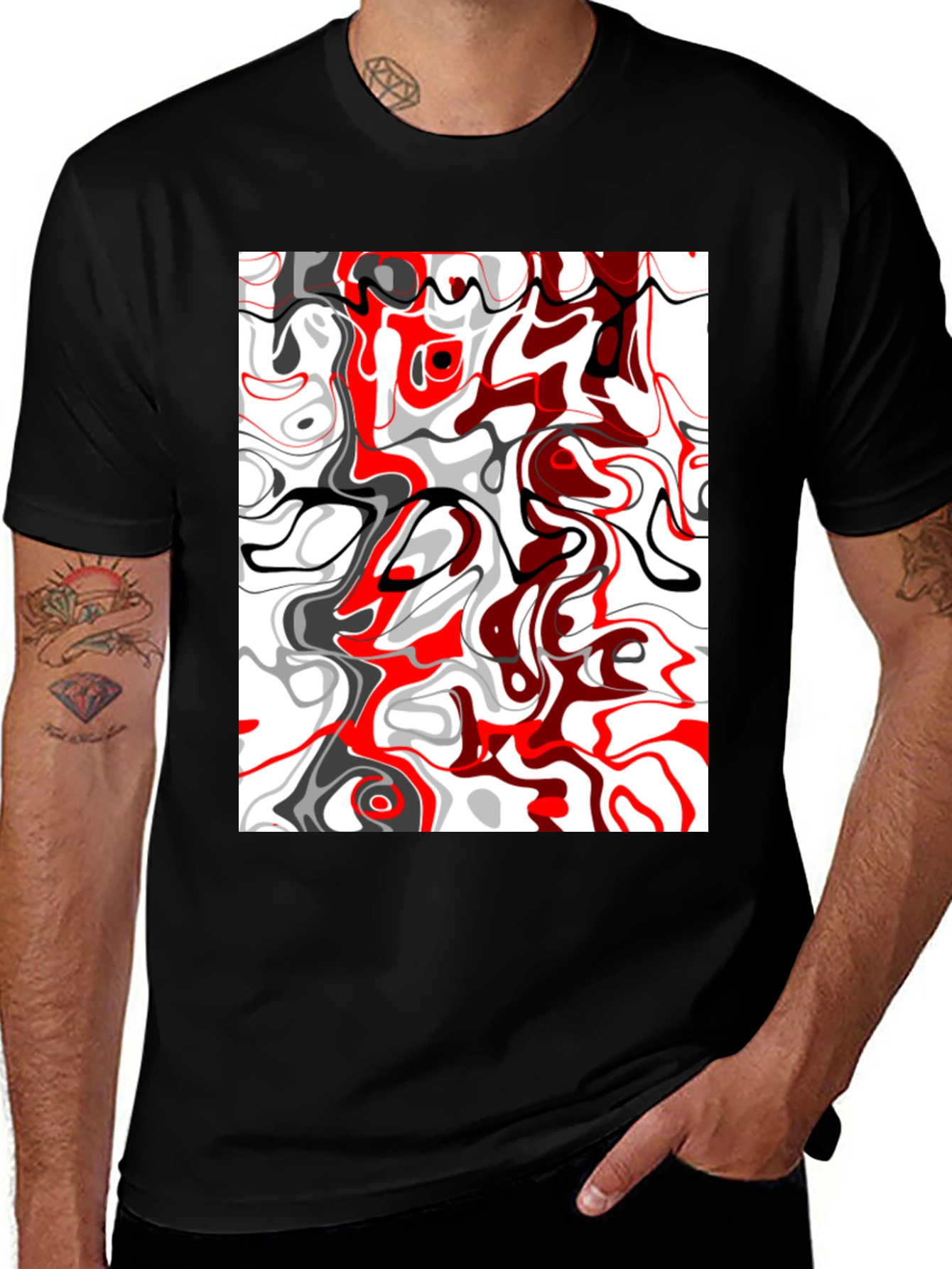 Variant 9 of Abstract Swirl Graphic Tee - Modern Art Shirt