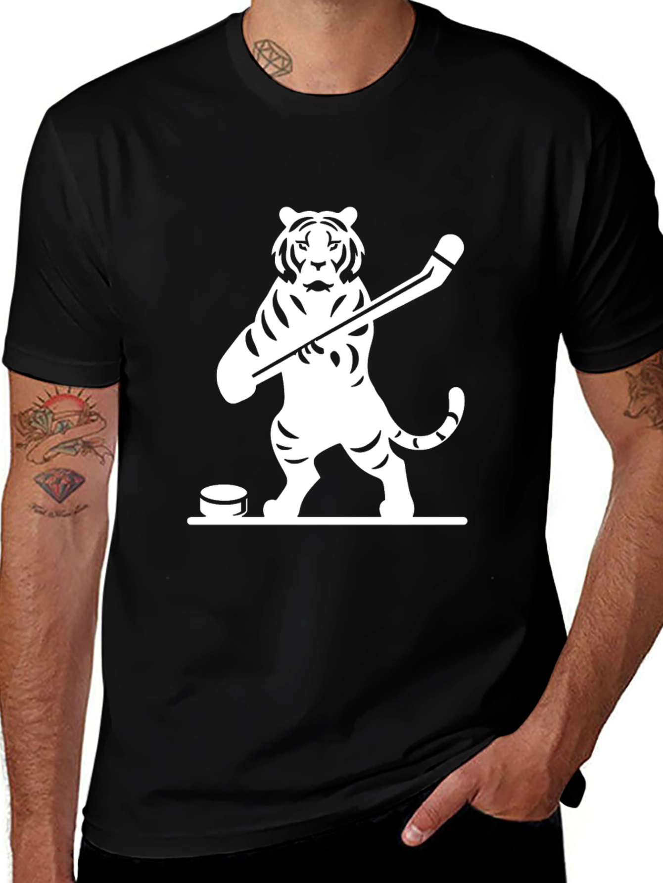 Variant 13 of Hockey Tiger Graphic Tee - Black