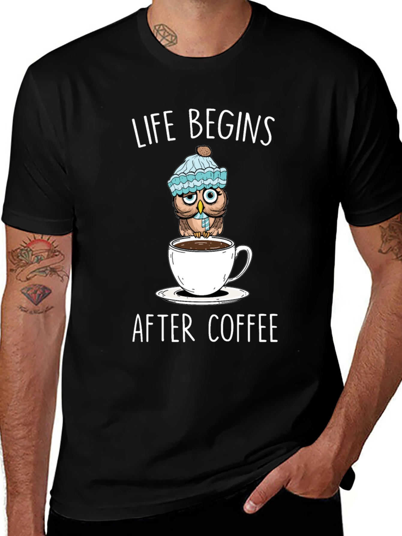 Life Begins After Coffee Owl T-Shirt