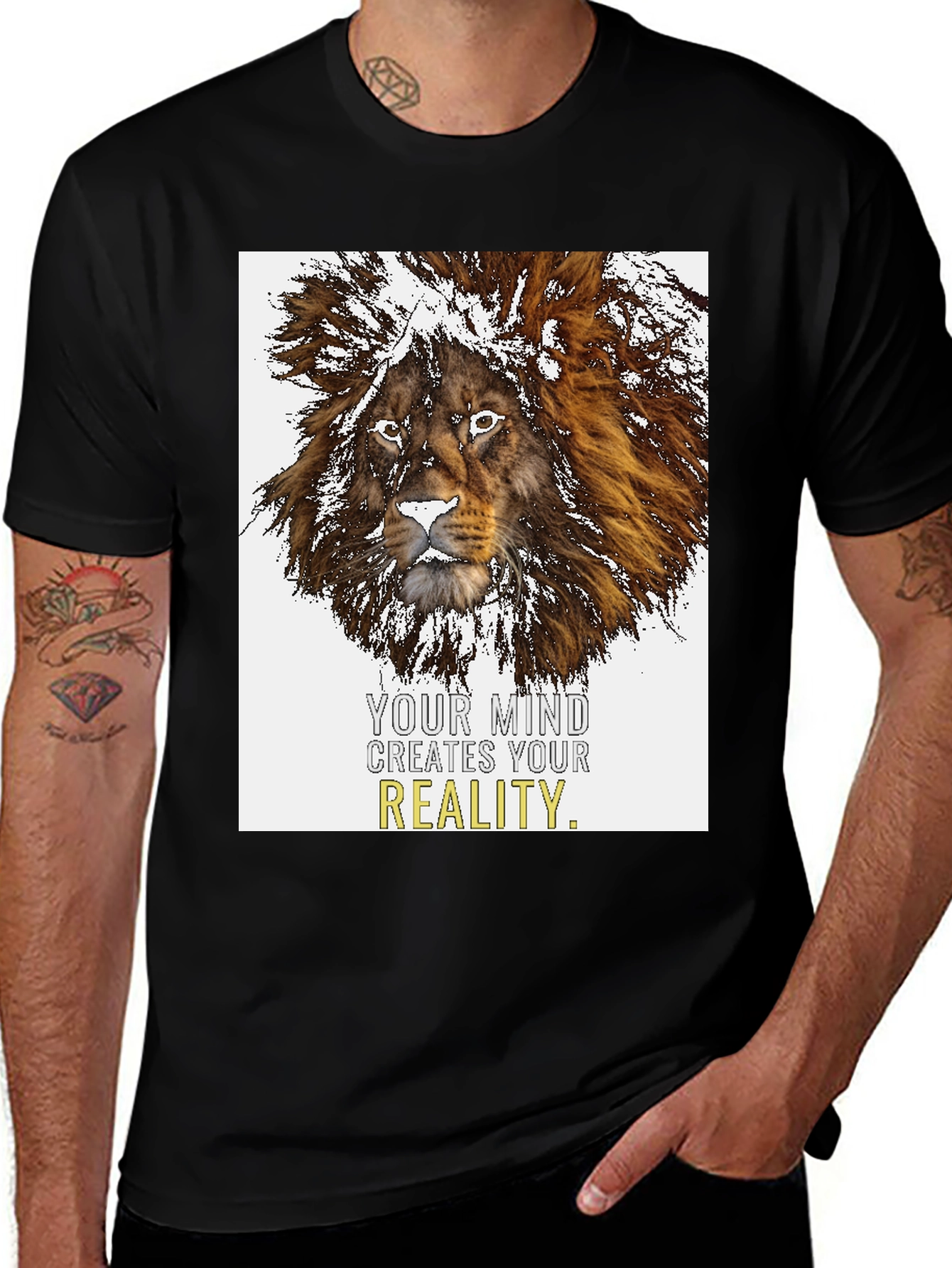 Variant 17 of Lion Mind Creates Reality Graphic Tee