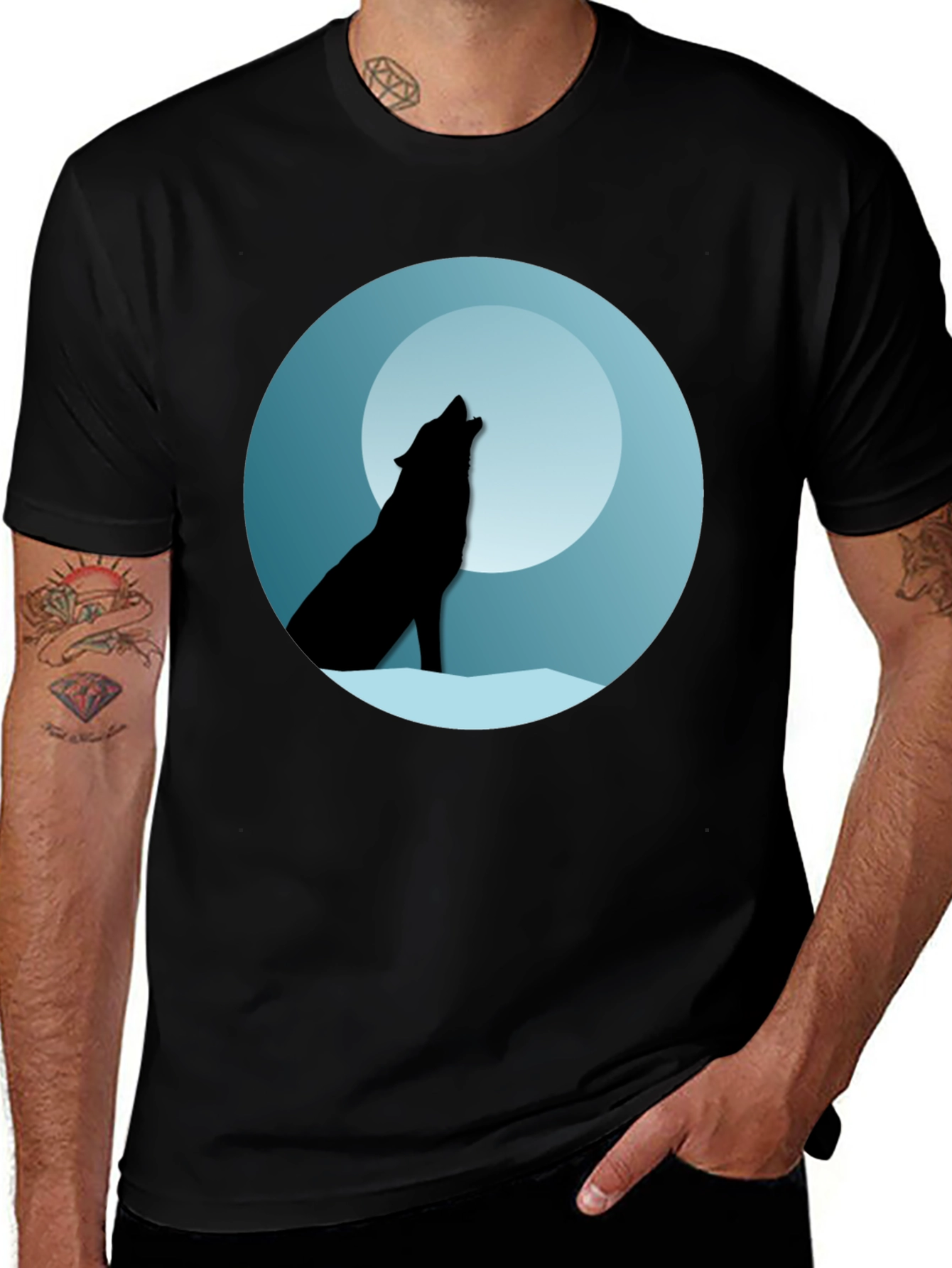 Variant 8 of Wolf Howling at Moon Graphic T-Shirt