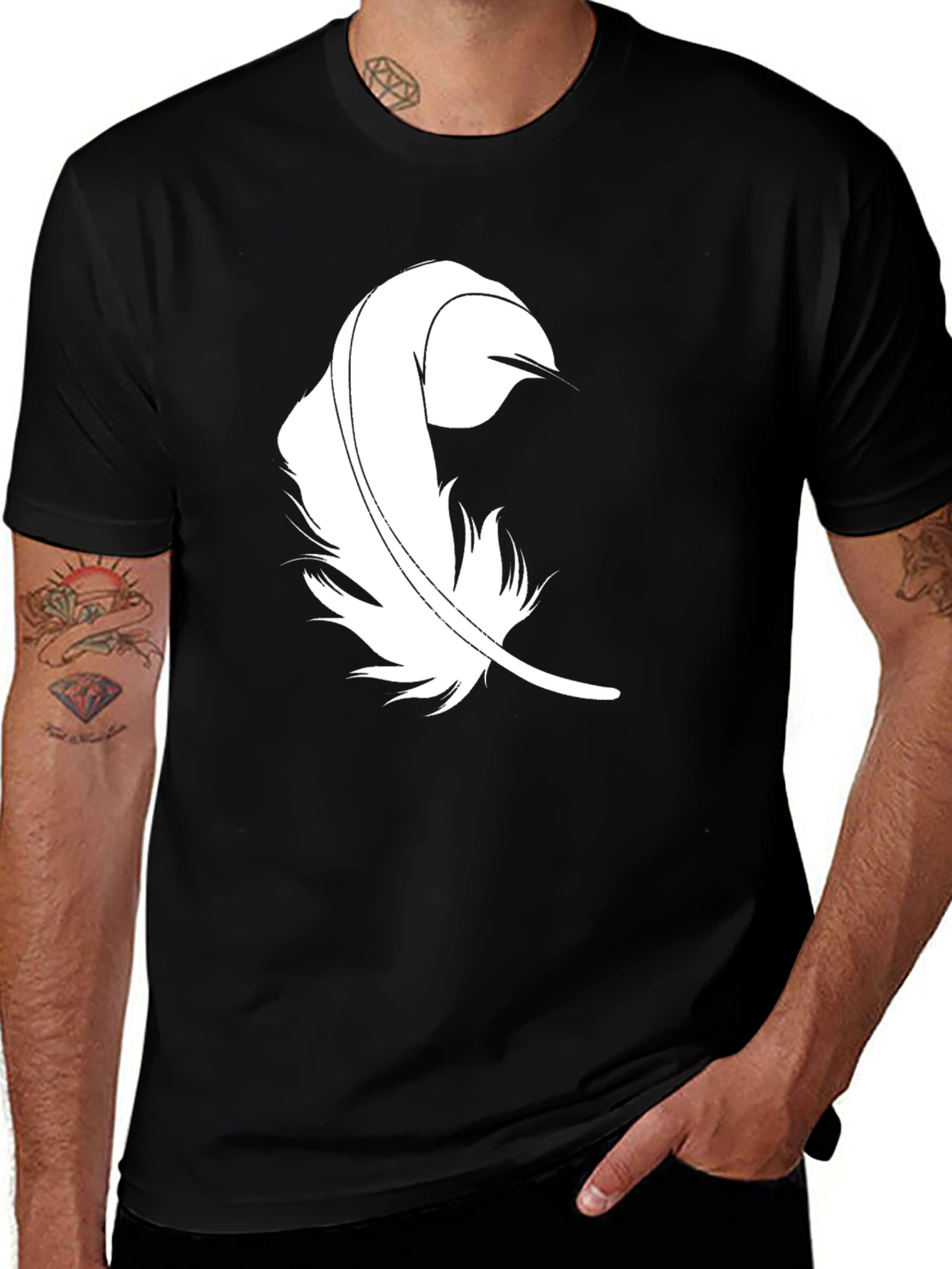 Variant 3 of Feather Graphic Black T-Shirt