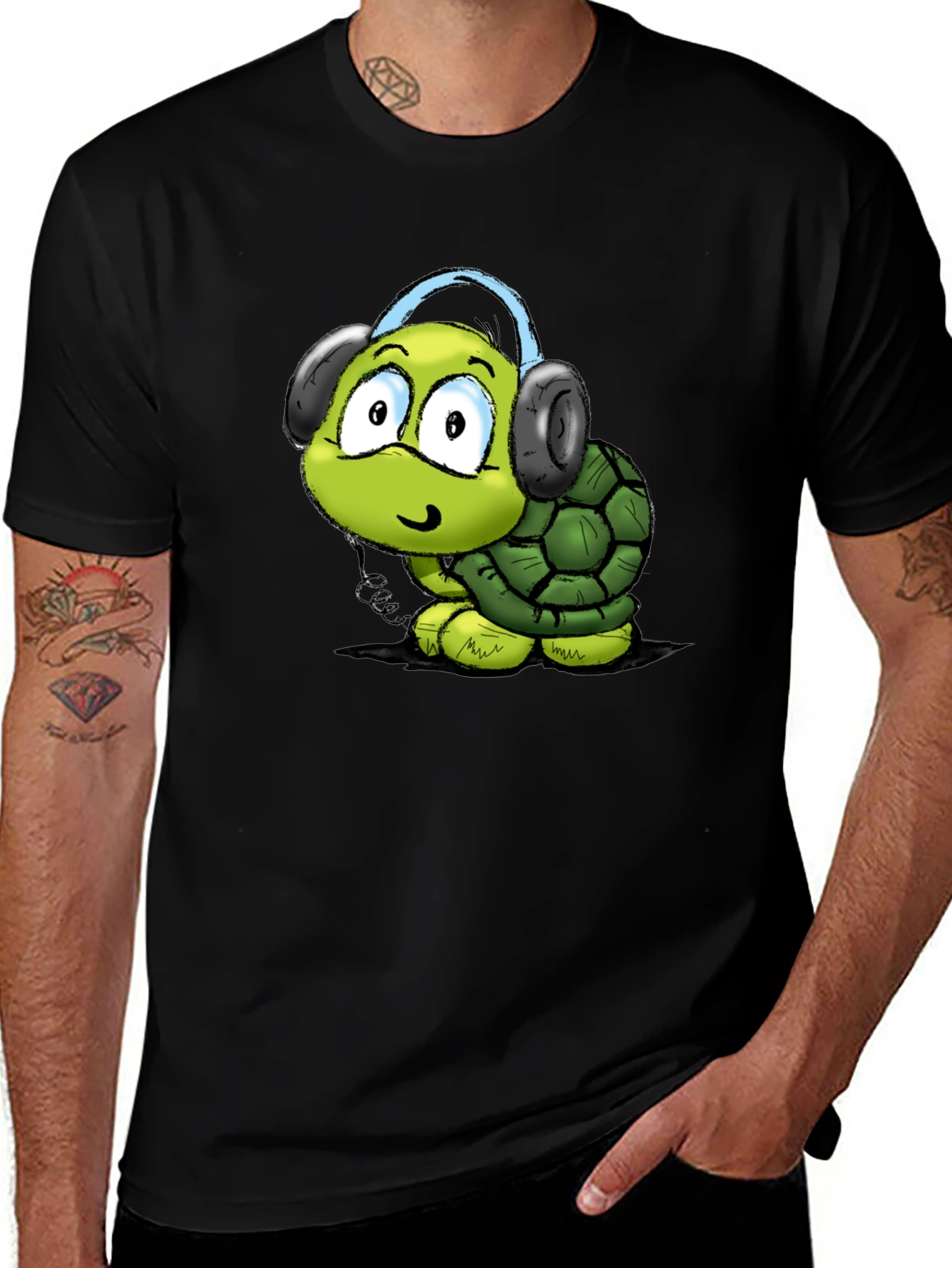Variant 18 of Cartoon Turtle T-Shirt - Music Lover Style