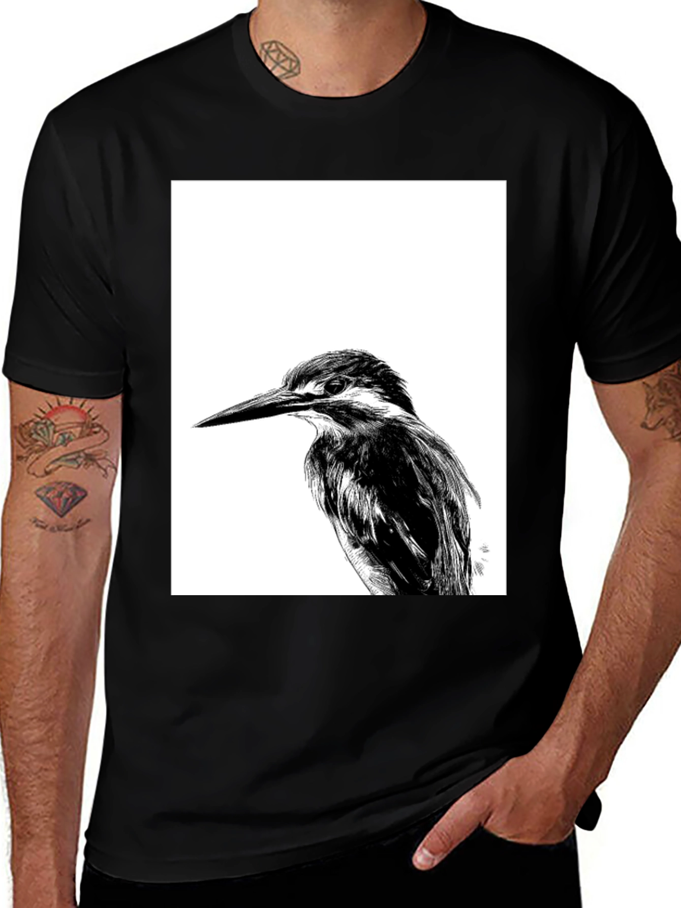 Variant 23 of Kingfisher Bird Graphic Tee - Unisex Black T-Shirt