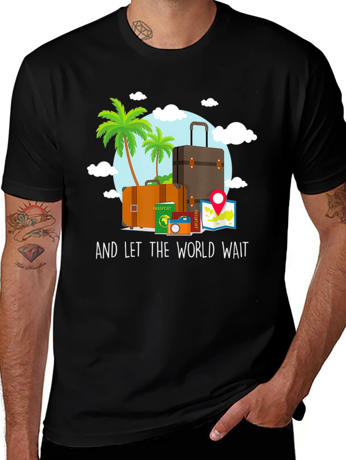 Variant 27 of Travel Graphic Tee - "And Let The World Wait"