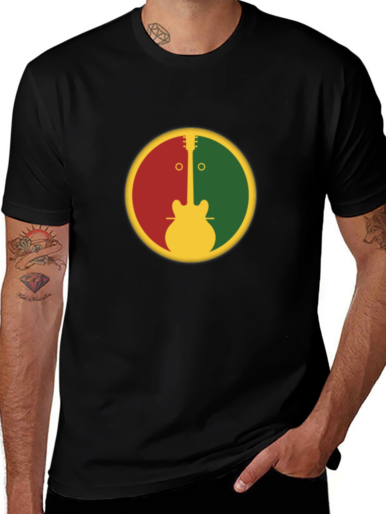 Variant 30 of Rasta Guitar T-Shirt - Reggae Music Tee