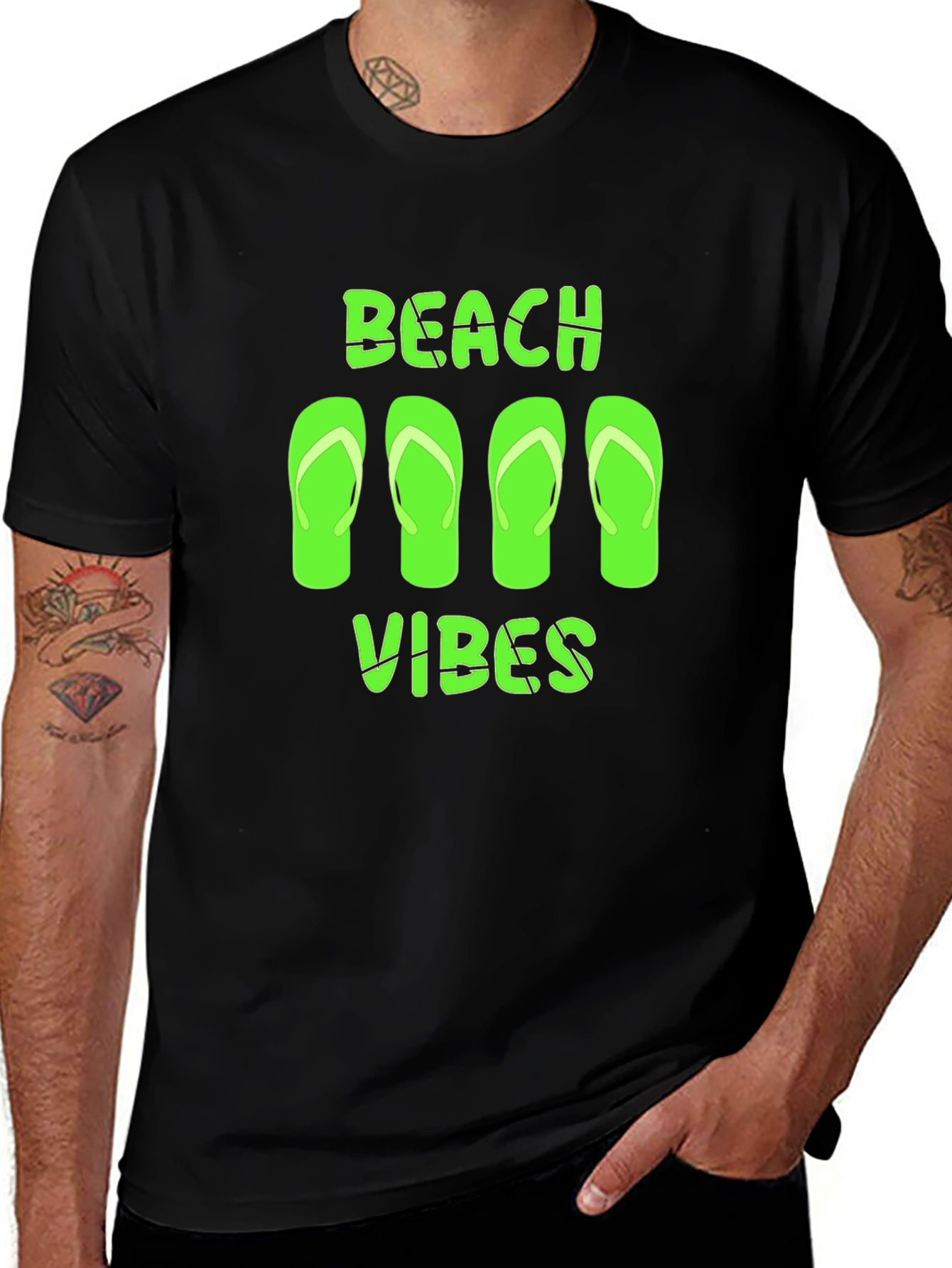 Variant 30 of Beach Vibes Graphic Tee - Black Casual T-Shirt