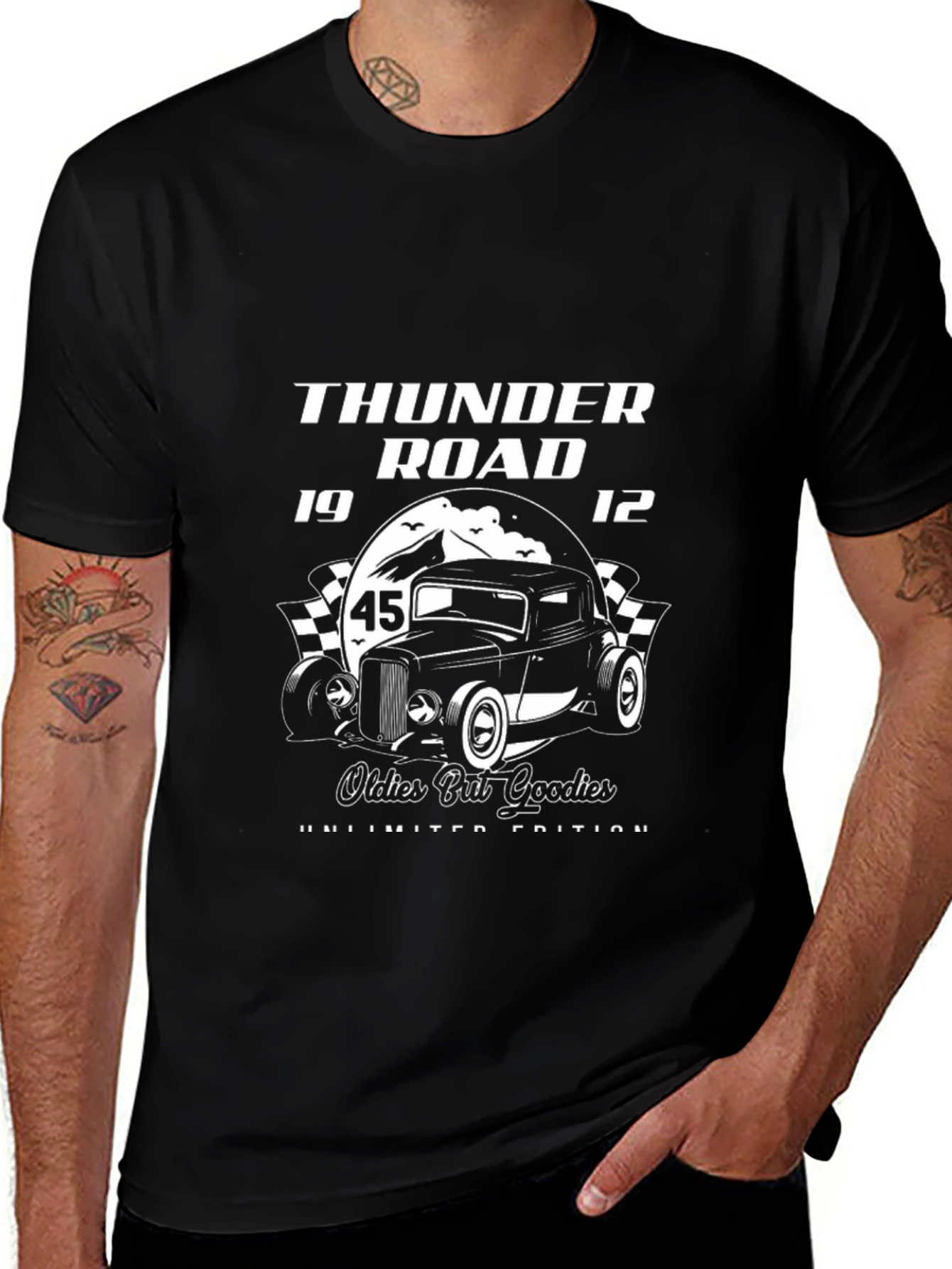 Black Thunder Road '45 Oldies But Goodies' Black Graphic Tee main image