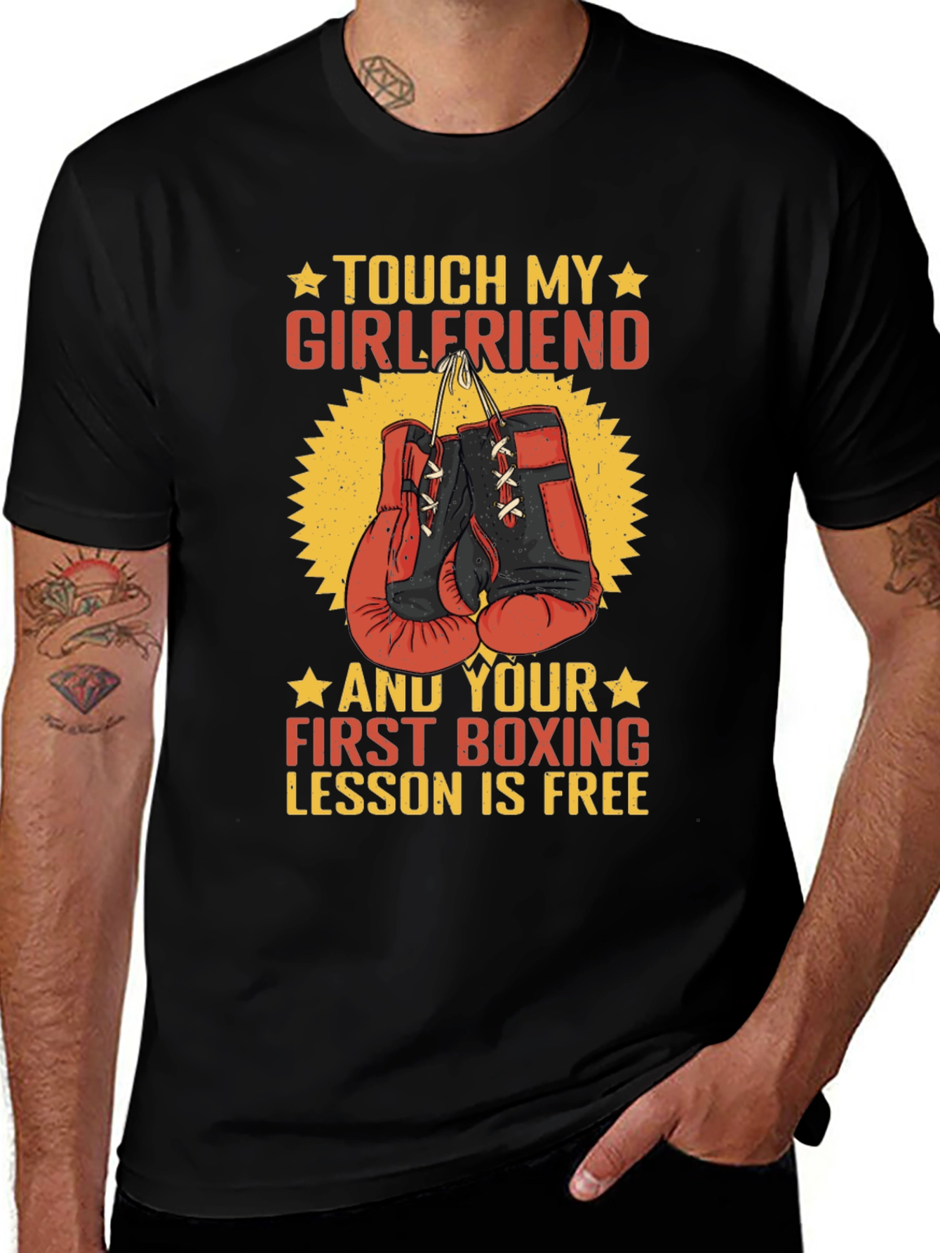 Variant 6 of Touch My Girlfriend Boxing T-Shirt