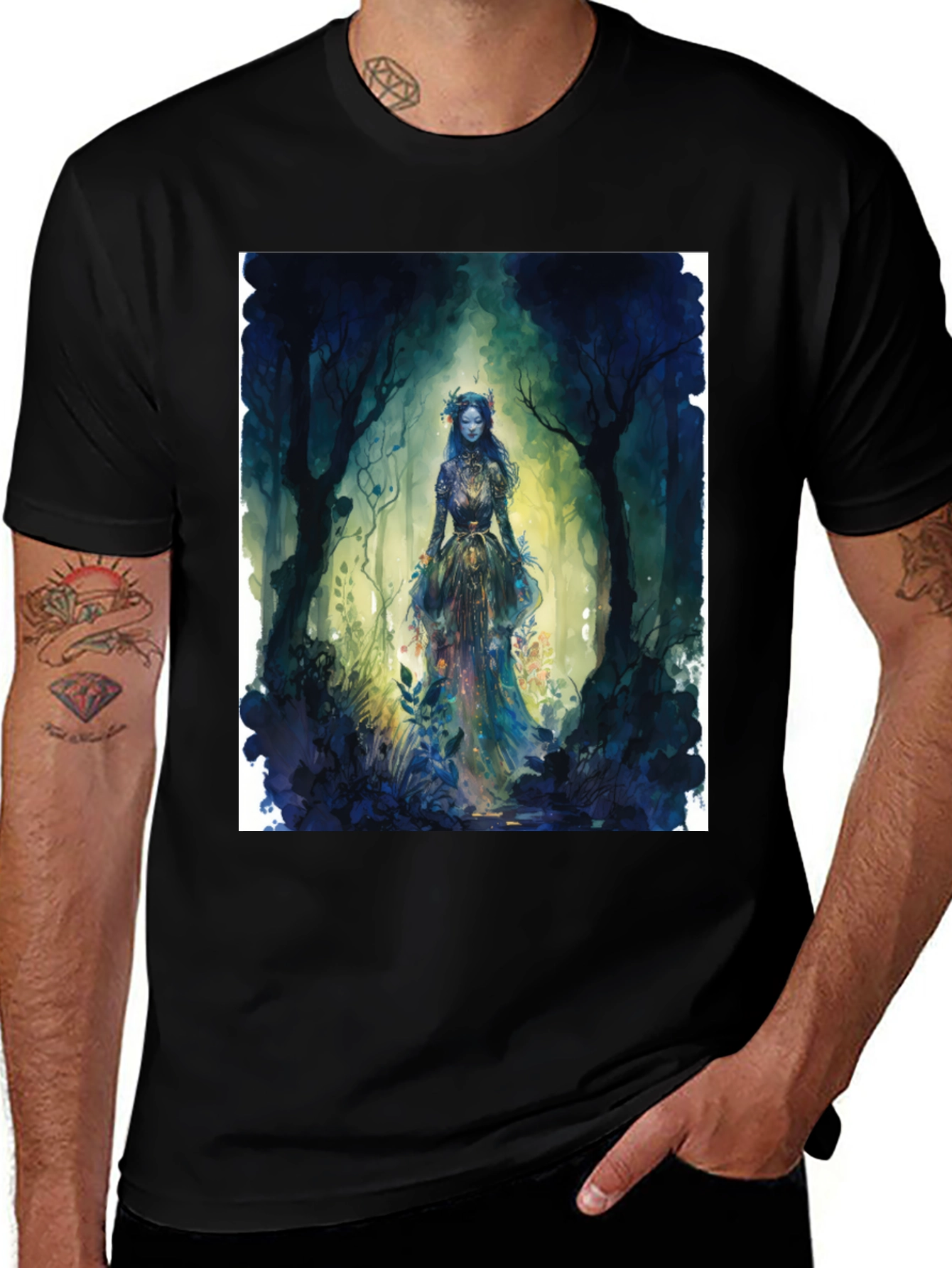 Variant 2 of Mystic Forest Queen Graphic Tee - Black