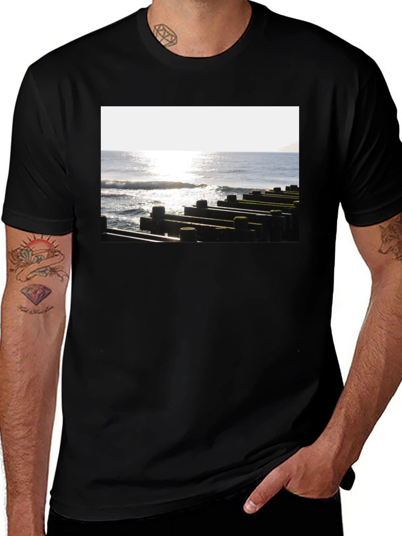 Variant 4 of Ocean View Graphic Tee - Unisex Black T-Shirt