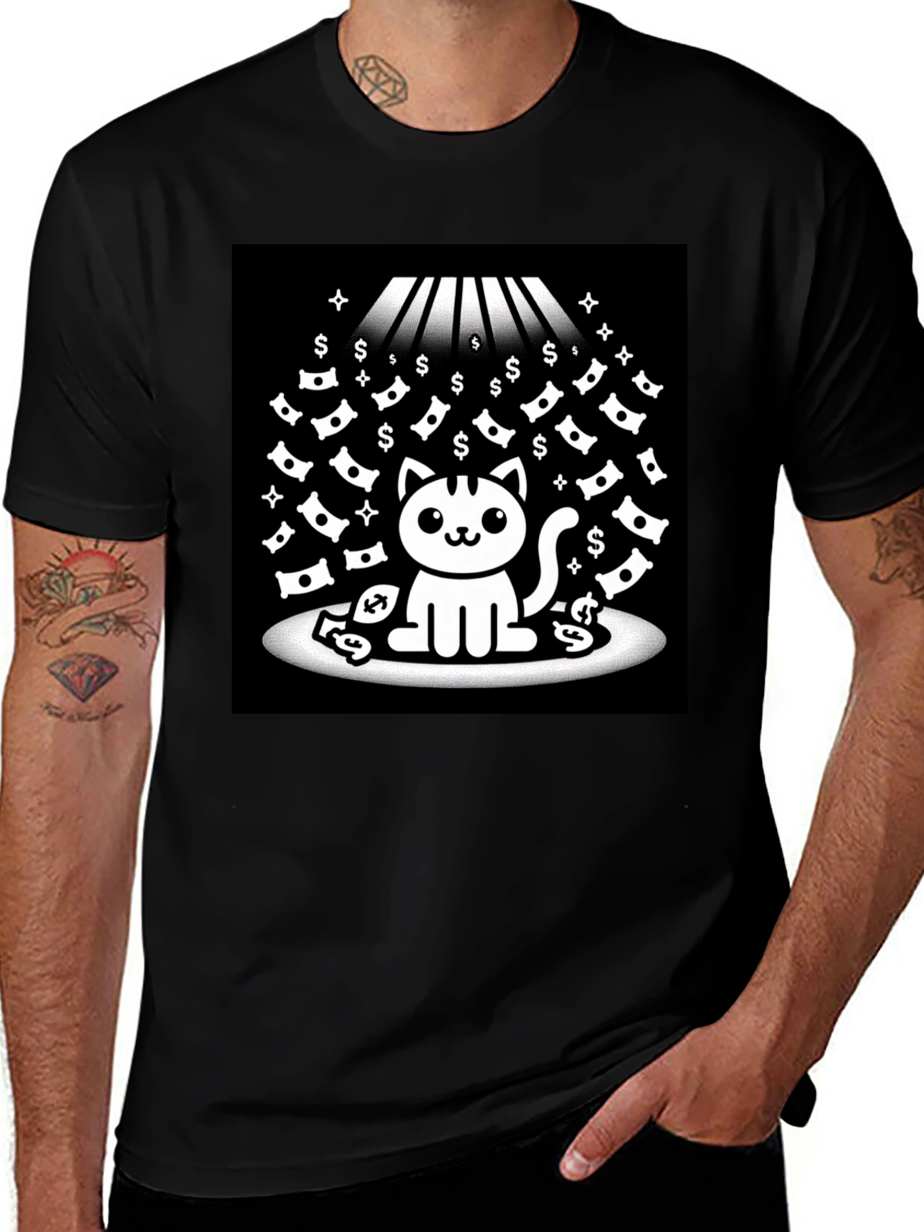 Variant 10 of Lucky Cat T-Shirt - Money Rain
