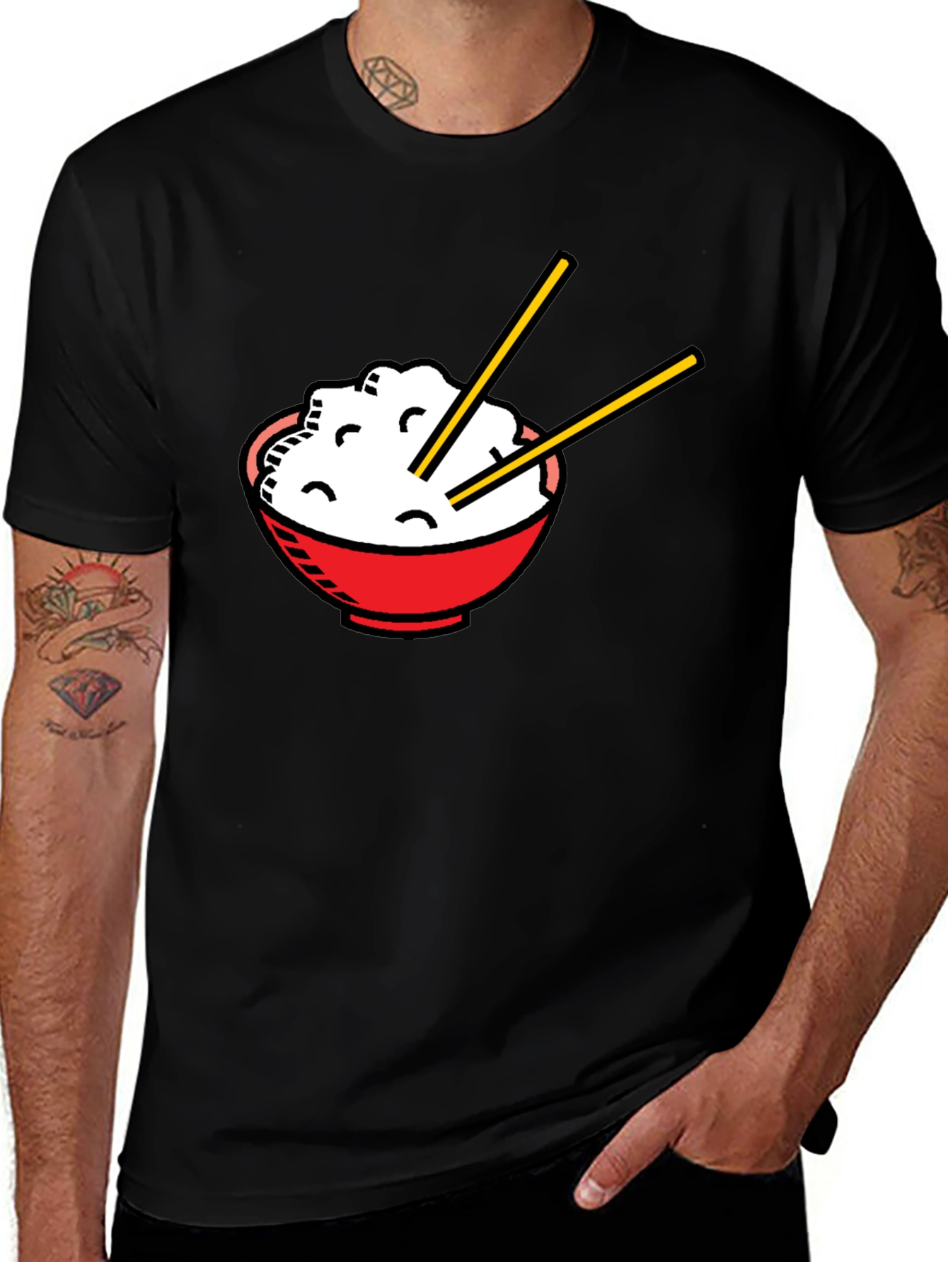 Black Rice Bowl Graphic T-Shirt - Unisex Asian Food Tee main image