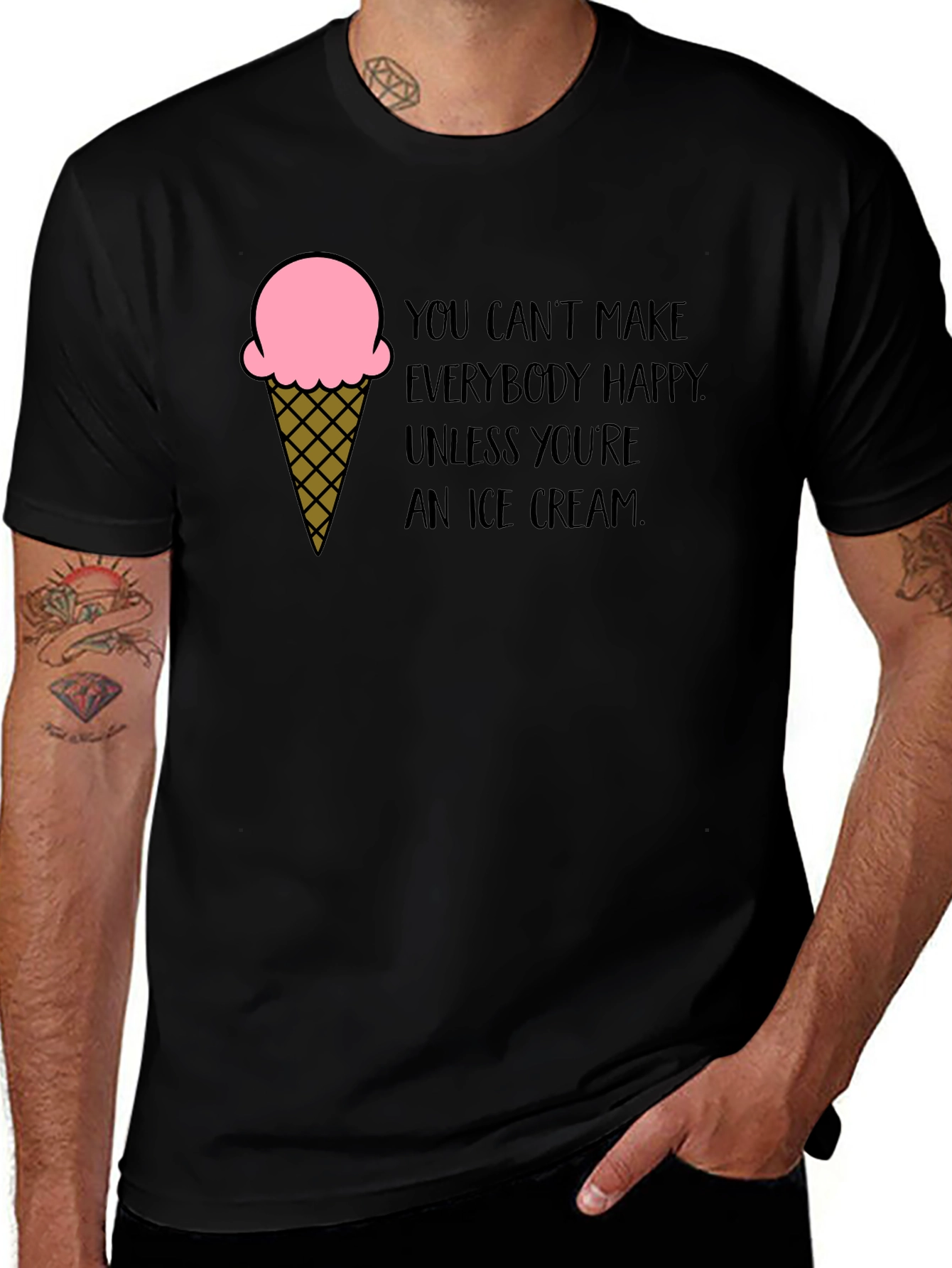 Black Ice Cream Quote Black T-Shirt main image