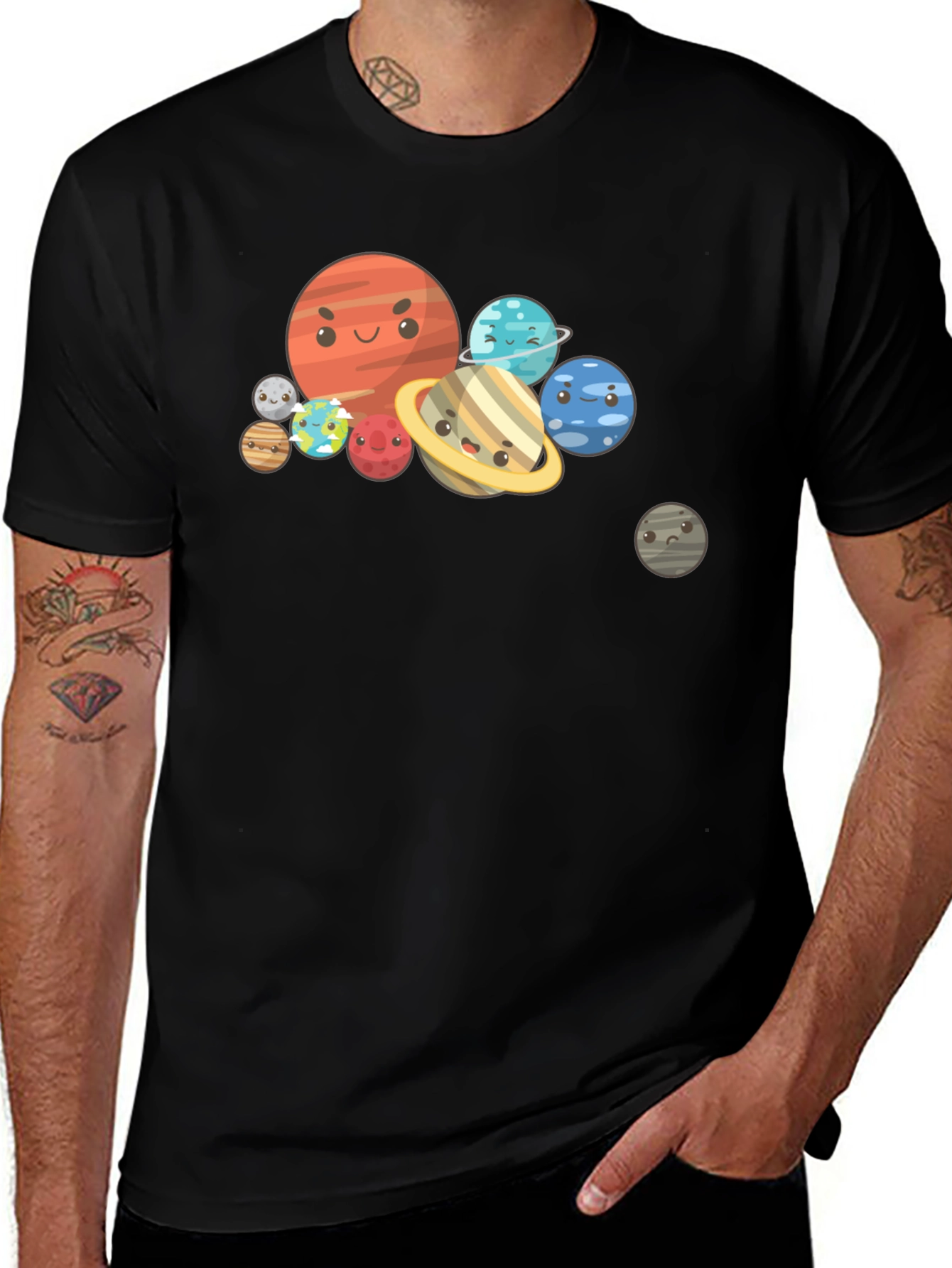 Variant 4 of Cartoon Planet Graphic Black T-Shirt