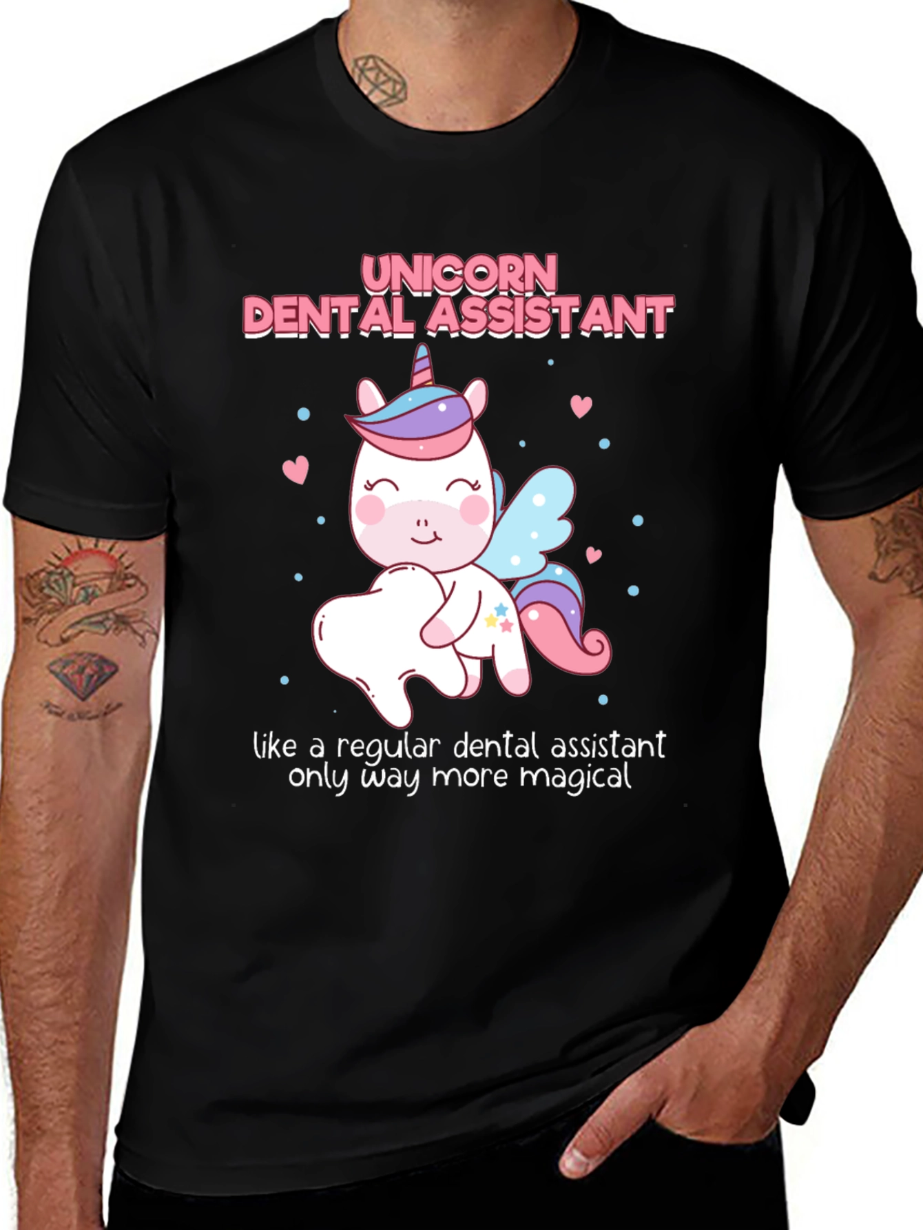 Variant 23 of Unicorn Dental Assistant T-Shirt - Magical Dental Hero!