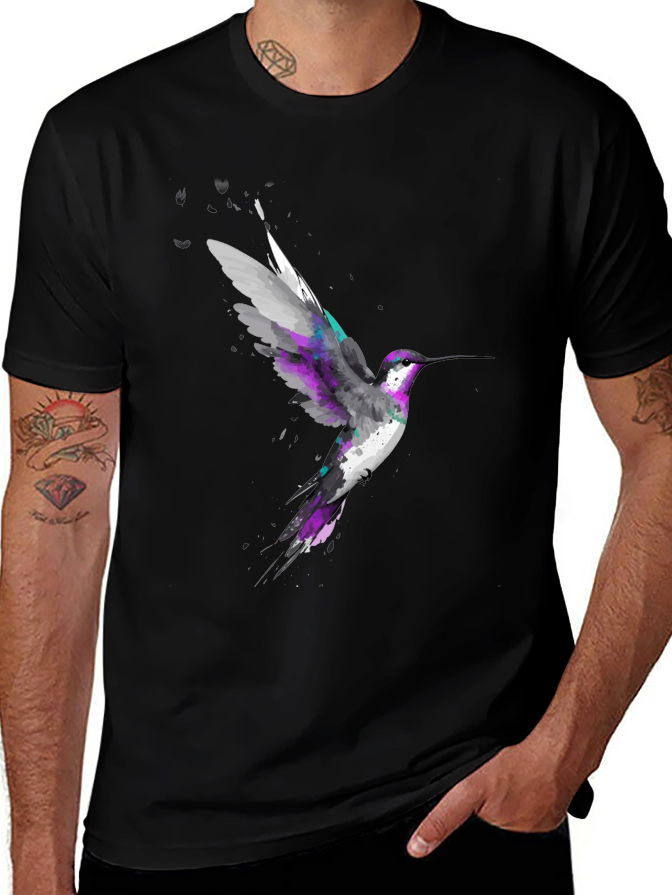 Variant 29 of Hummingbird Graphic Print Black T-Shirt