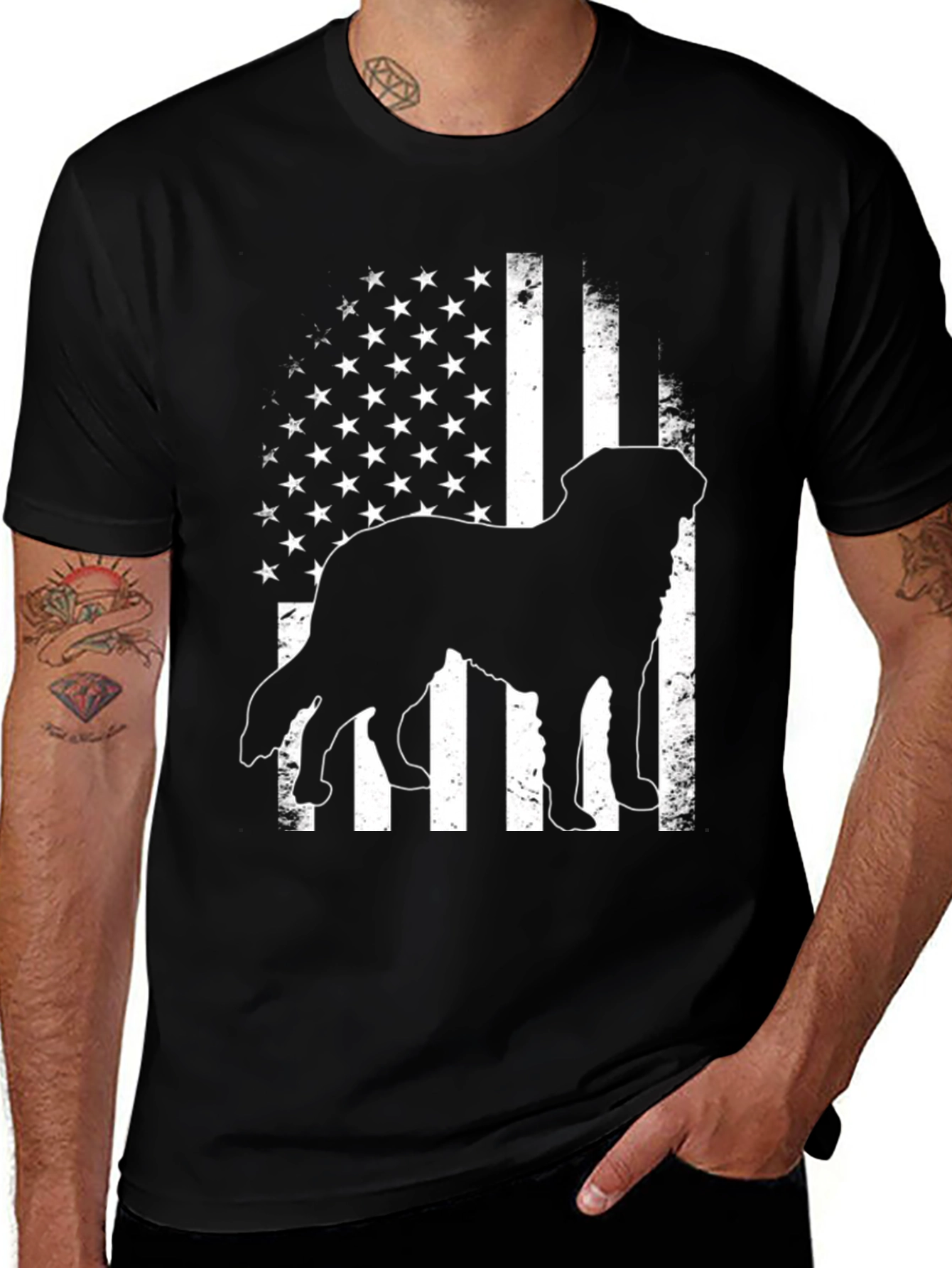 Variant 3 of Dog Silhouette American Flag T-Shirt