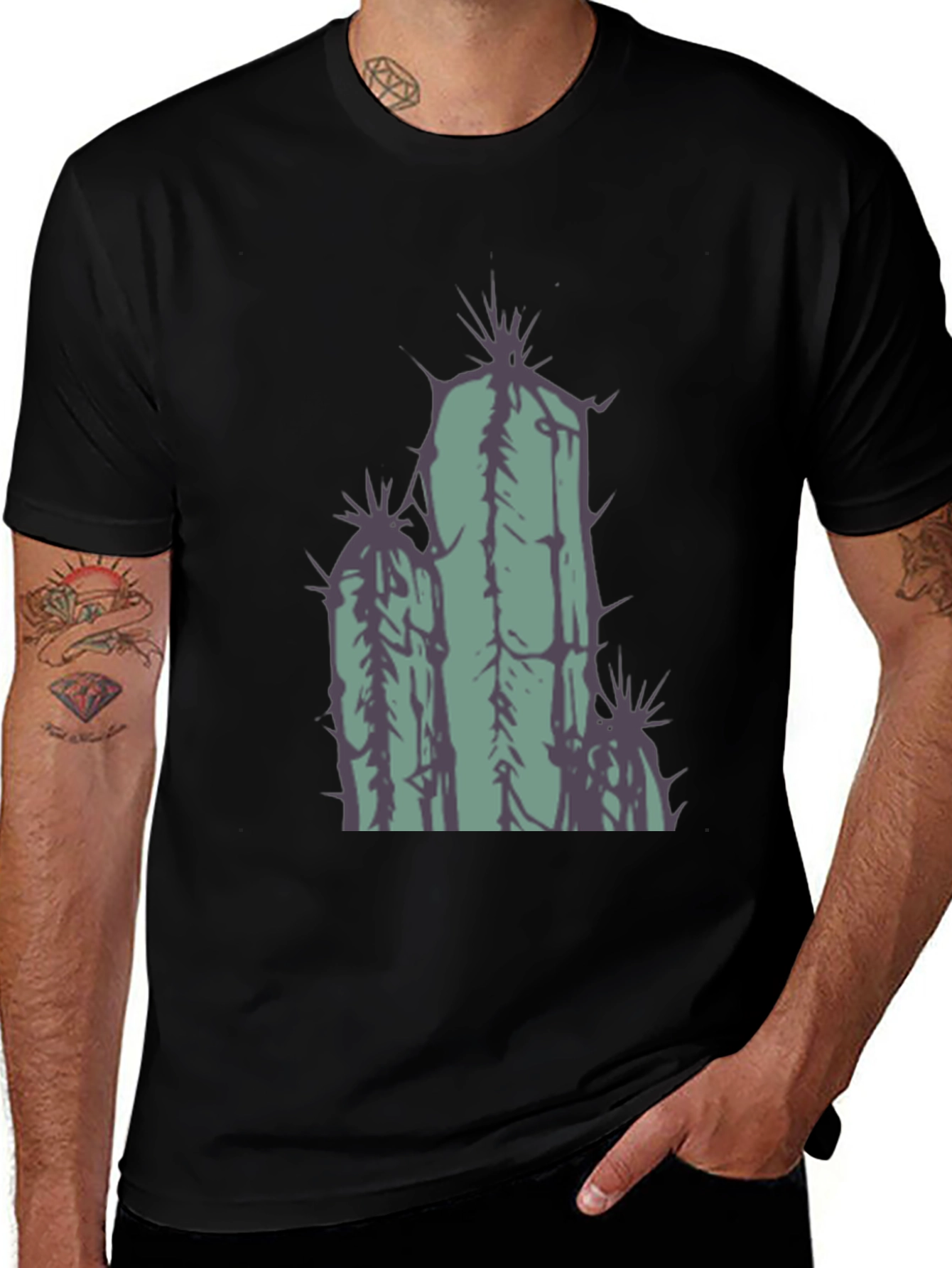 Variant 18 of Cactus Graphic Tee - Black Cotton T-Shirt