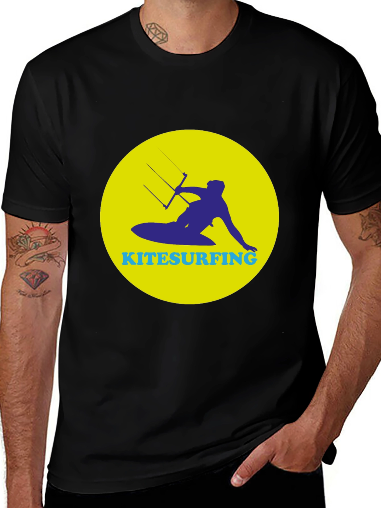 Variant 7 of Kitesurfing Graphic T-Shirt - Black
