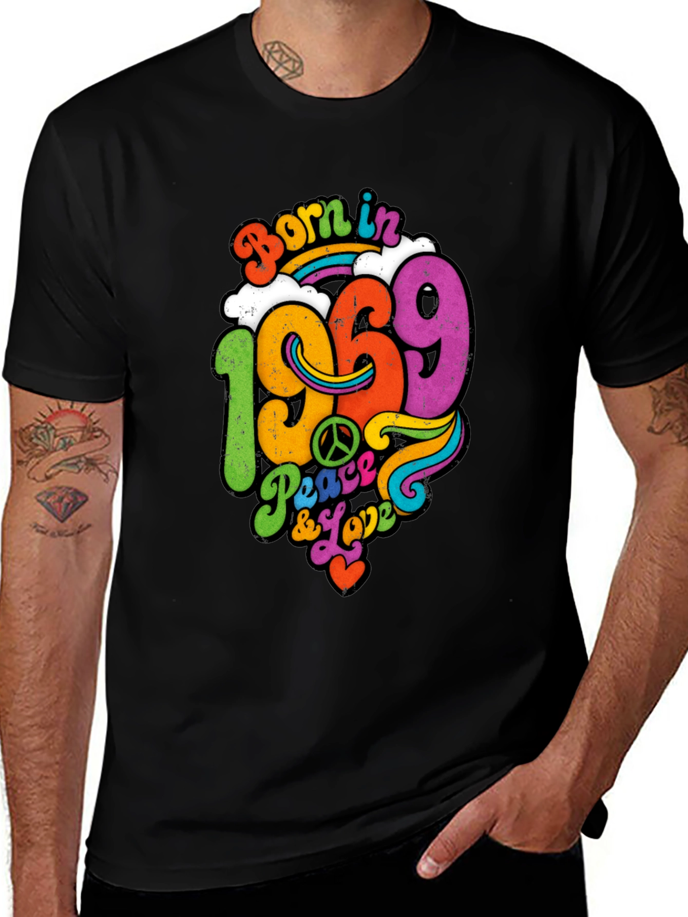 Born in 1969 Peace & Love T-Shirt Retro