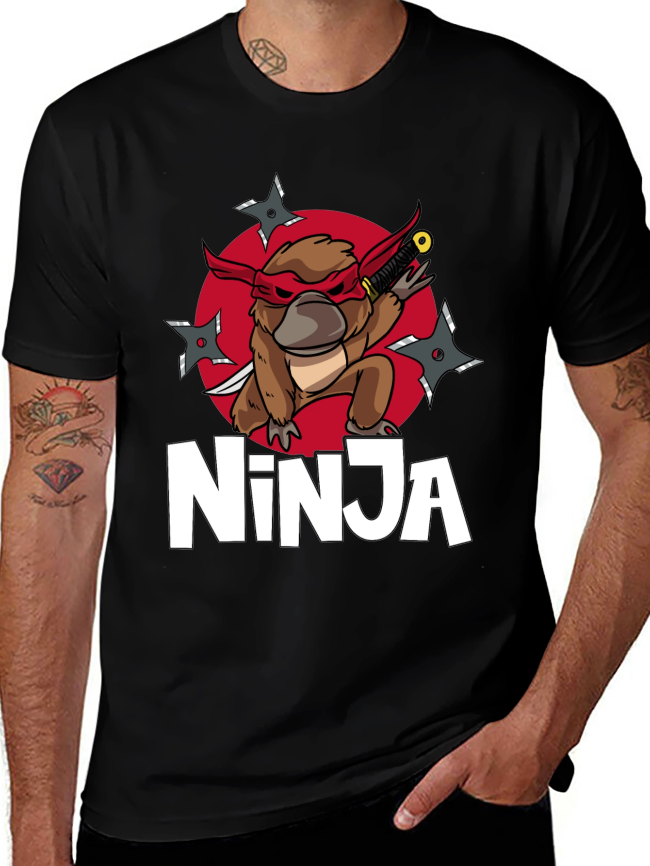 Variant 2 of Ninja Platypus T-Shirt - Funny Cartoon Design