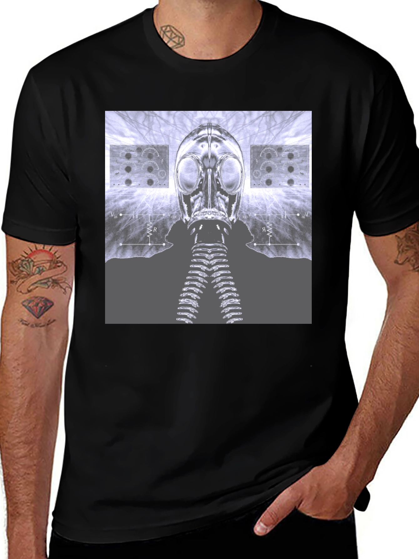 Variant 28 of Gas Mask Graphic Tee - Unique Sci-Fi Design
