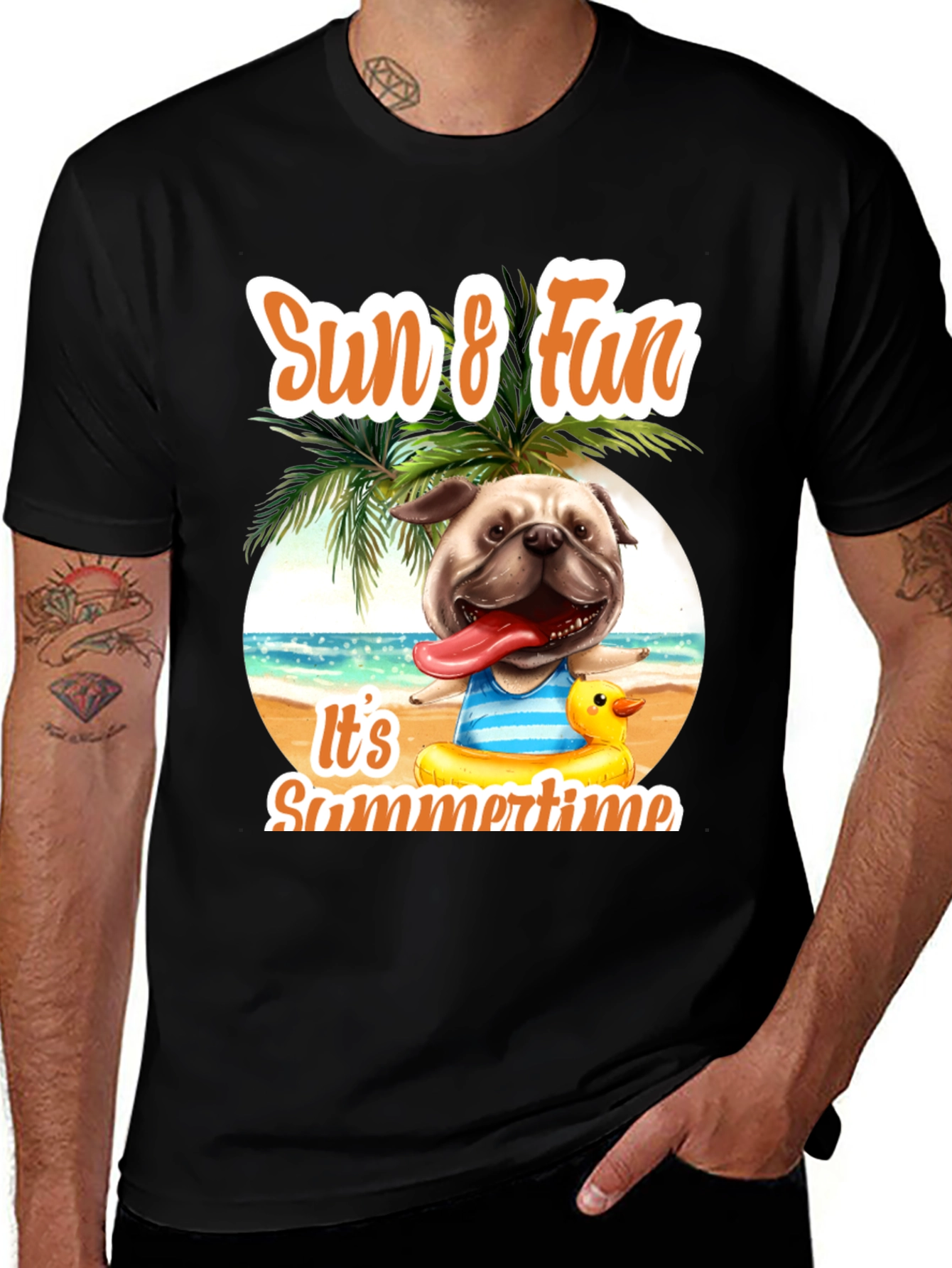 Variant 8 of Summer Pug T-Shirt: Sun & Fun Design