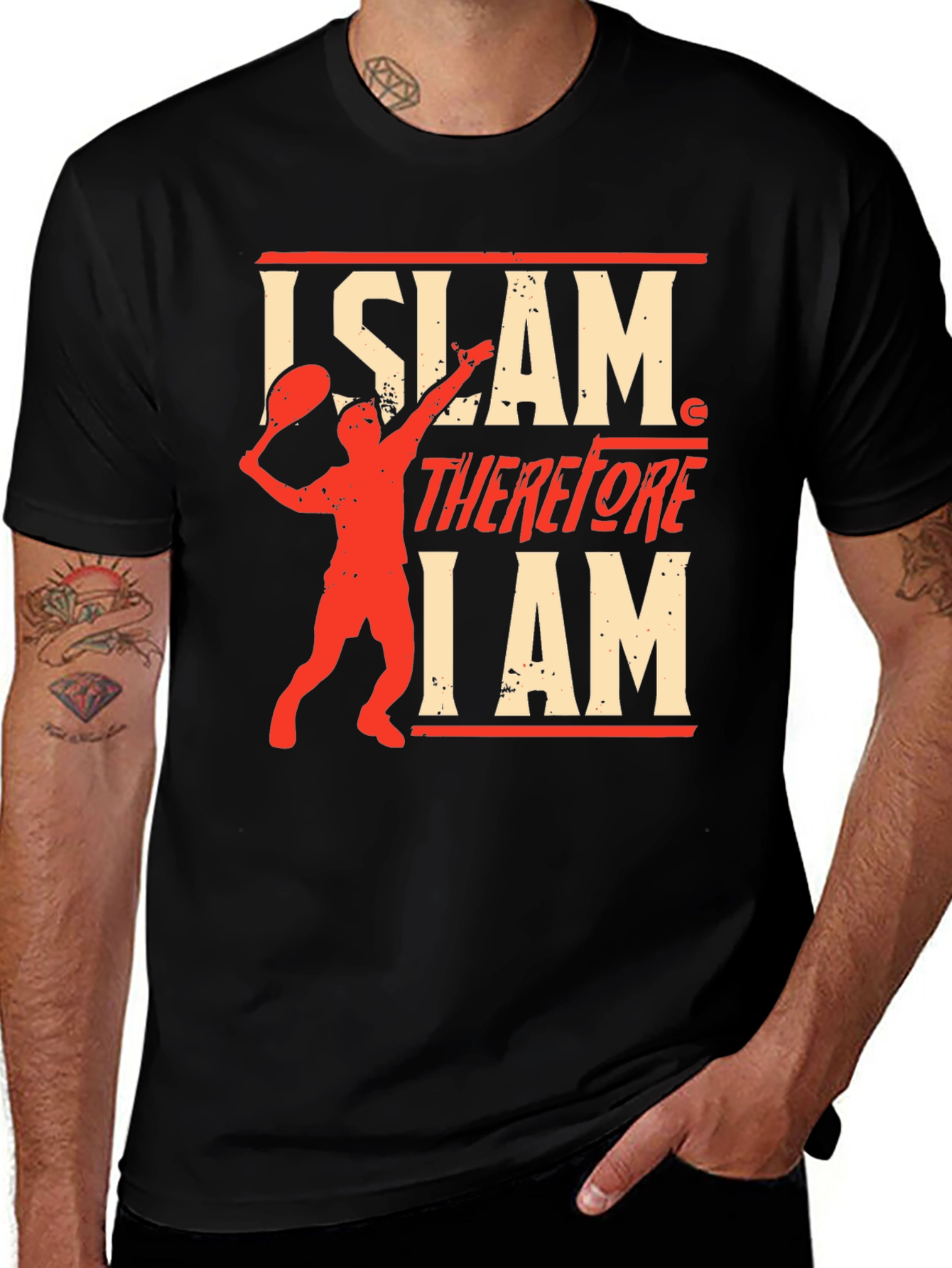 Variant 20 of Tennis Player 'I Slam Therefore I Am' Black Graphic Tee