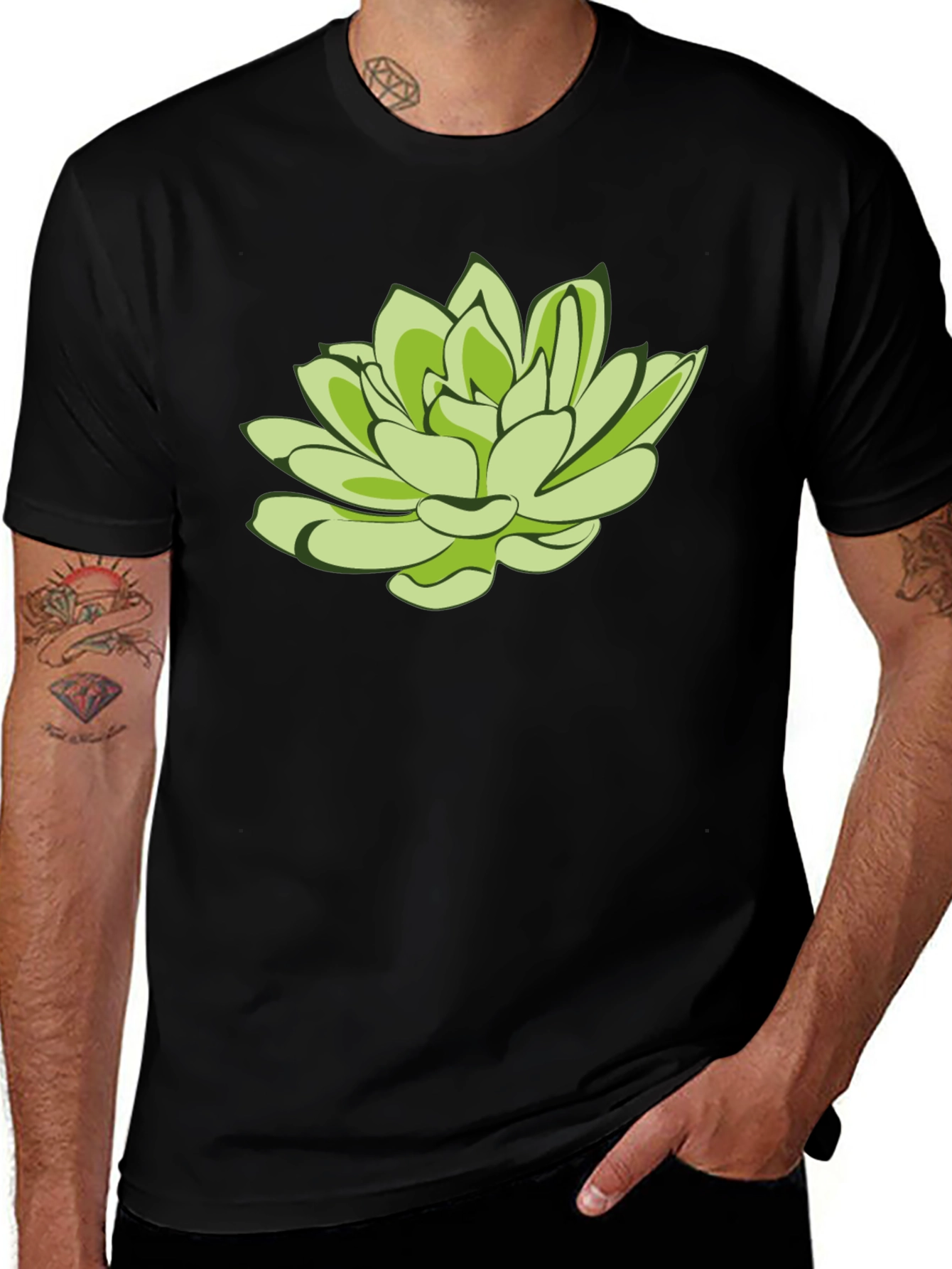 Variant 15 of Succulent Graphic Black T-Shirt