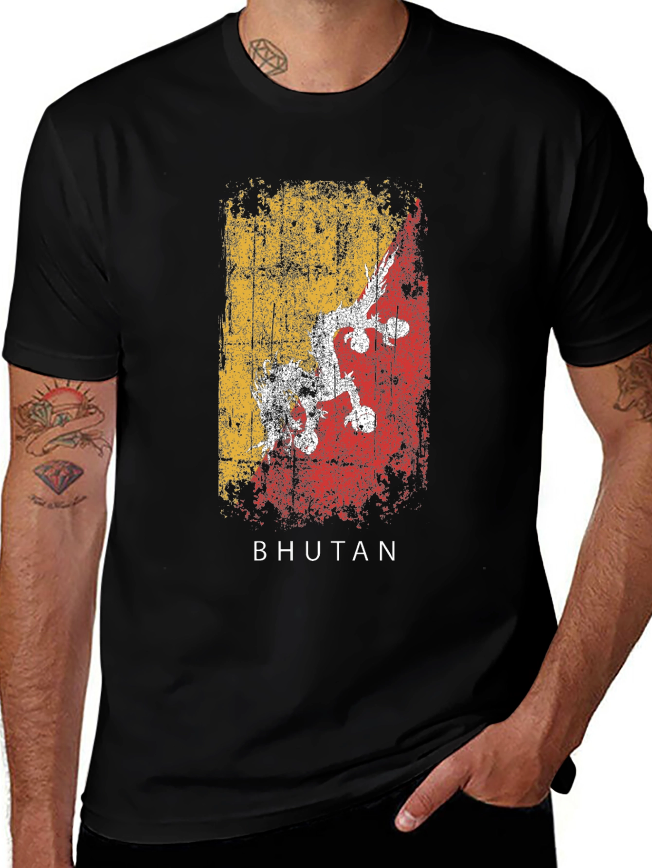 Bhutan Flag Graphic T-Shirt