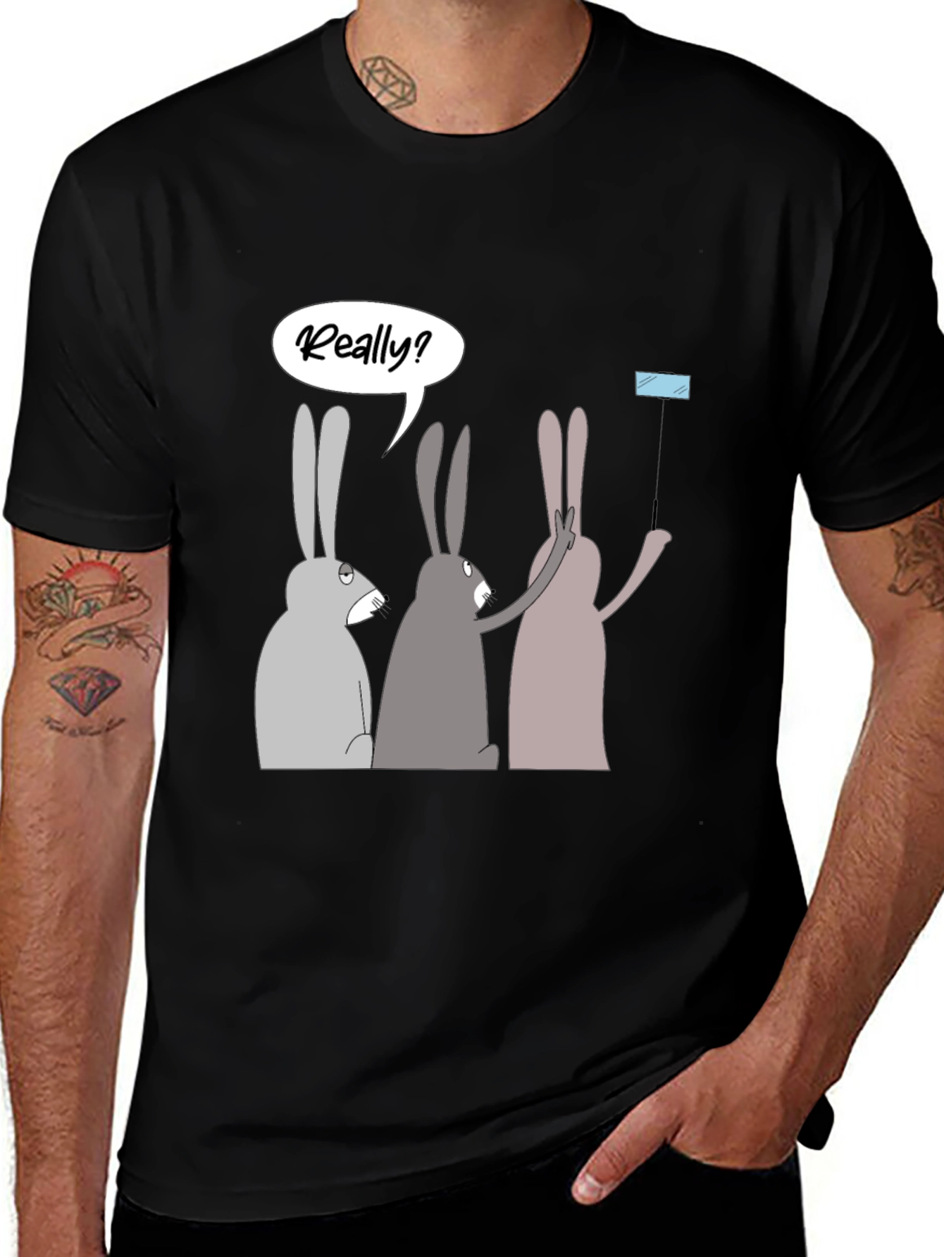 Variant 5 of Funny Rabbit T-Shirt - "Really?"