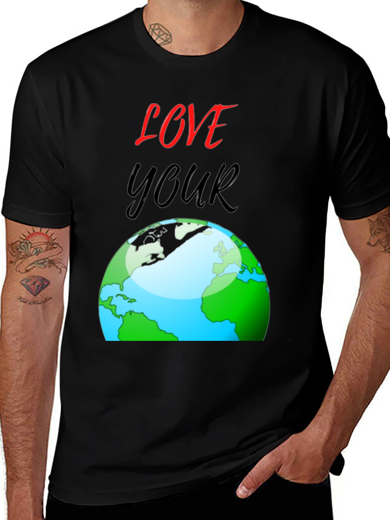 Love Your Earth T-Shirt - Black Cotton Graphic Tee