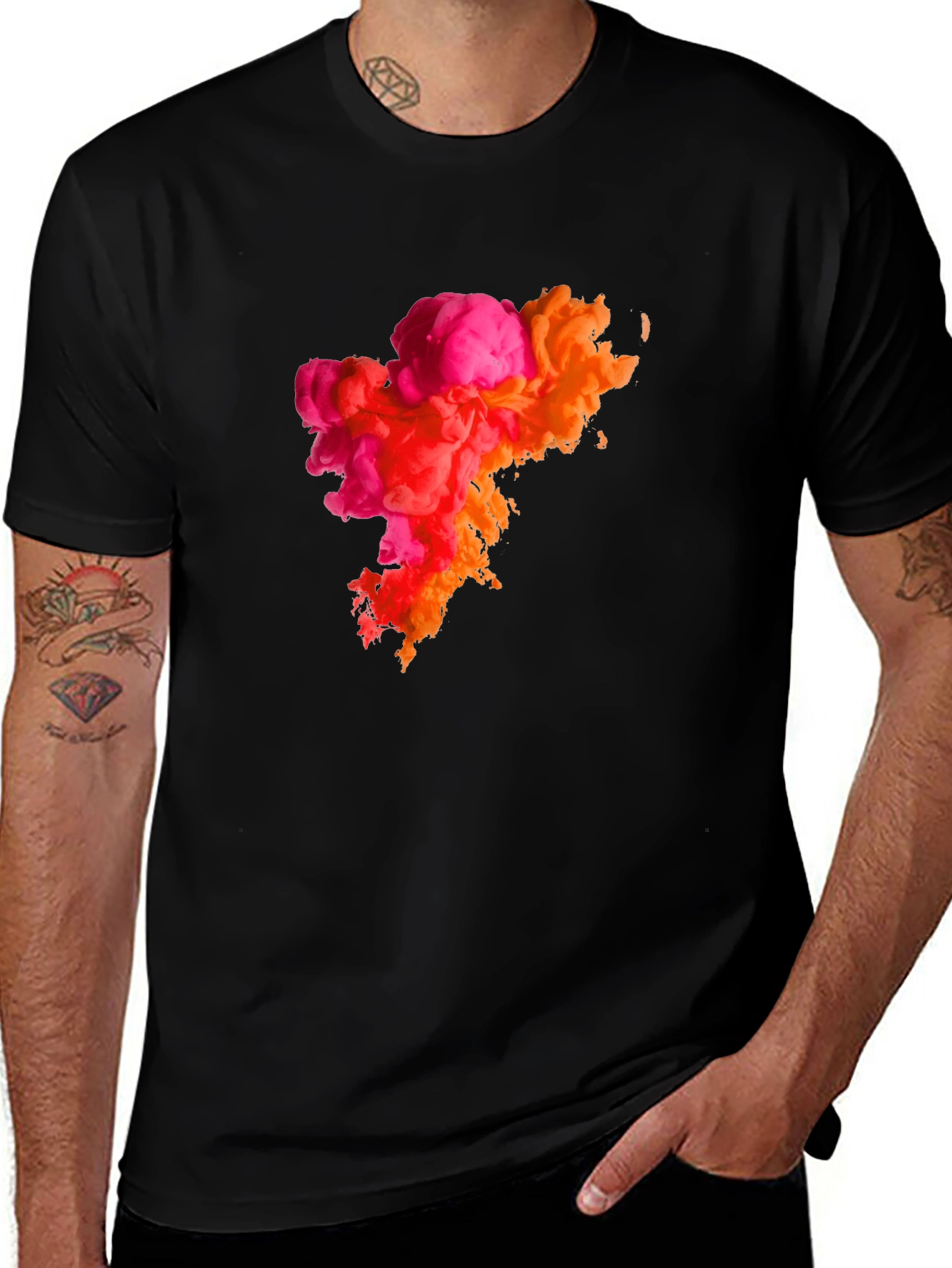 Variant 26 of Vibrant Ink Cloud Graphic Black T-Shirt