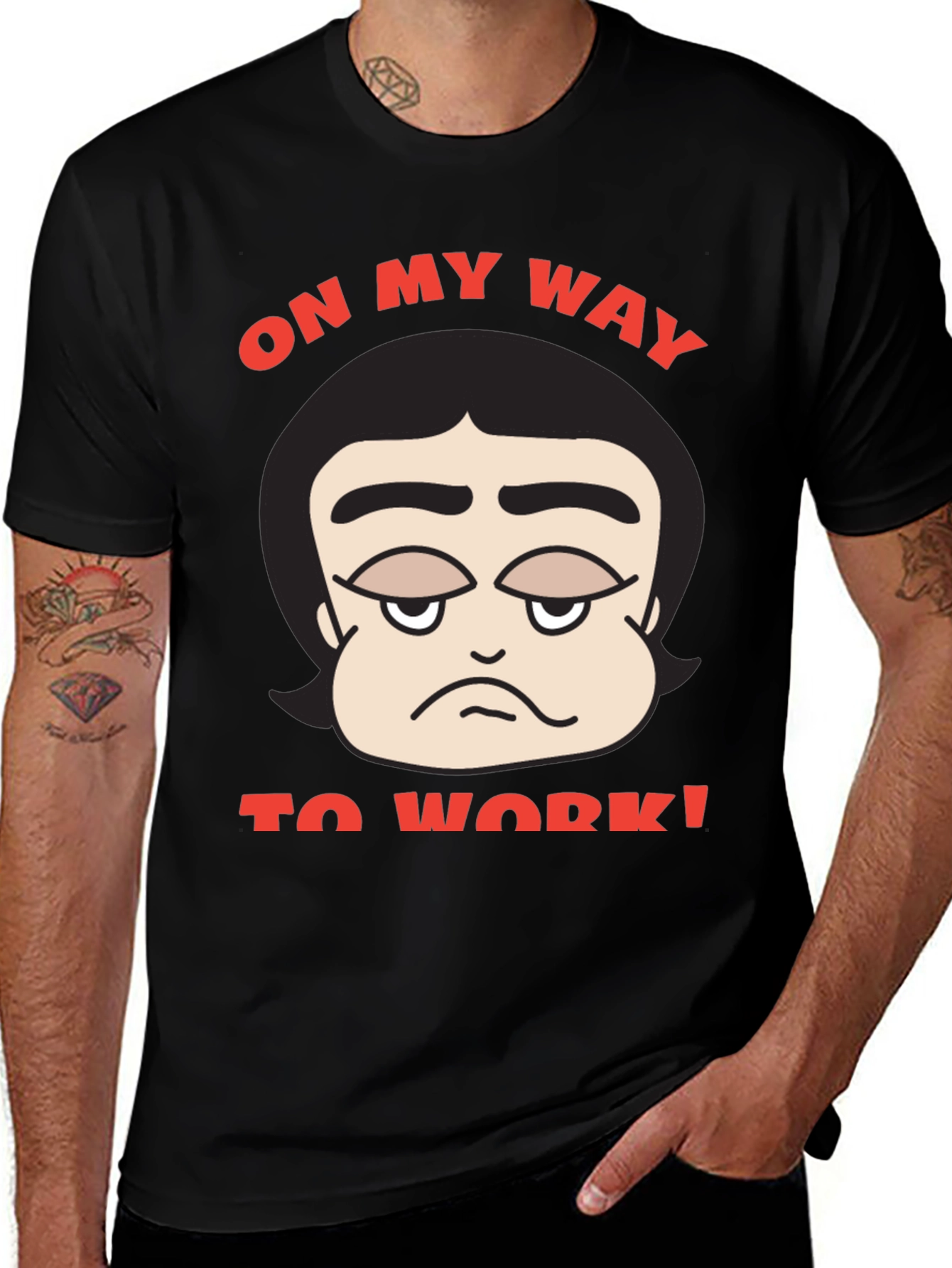 Variant 18 of On My Way to Work Black T-Shirt