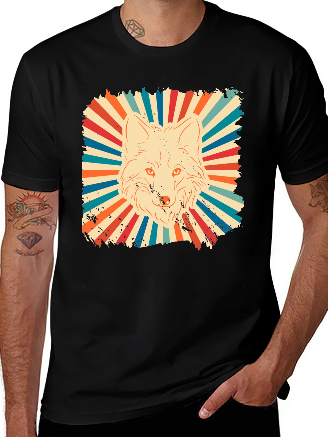 Variant 7 of Retro Fox Graphic Tee - Vintage Style Men's T-Shirt