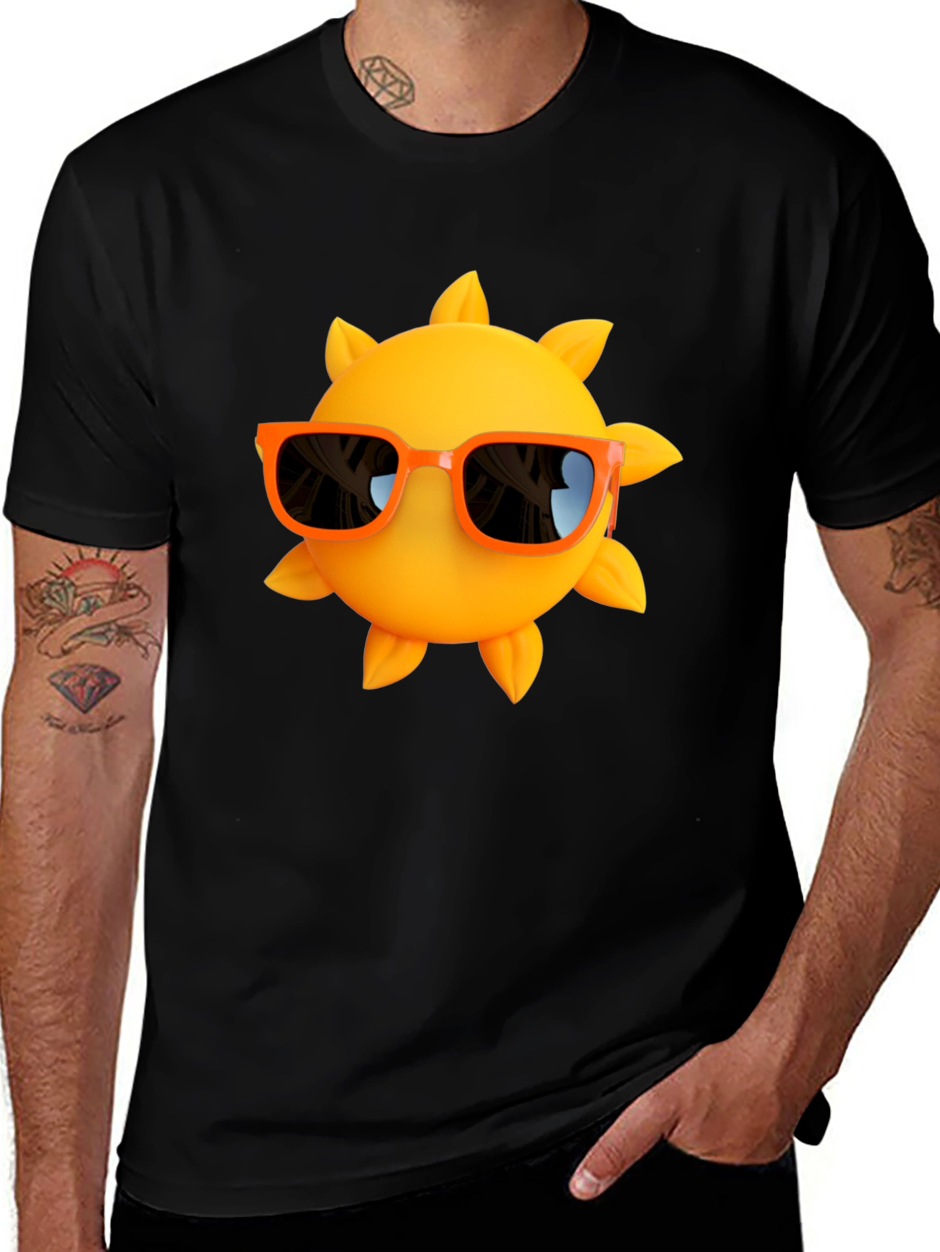 Variant 2 of Cool Sun Graphic Tee - Black Cotton T-Shirt