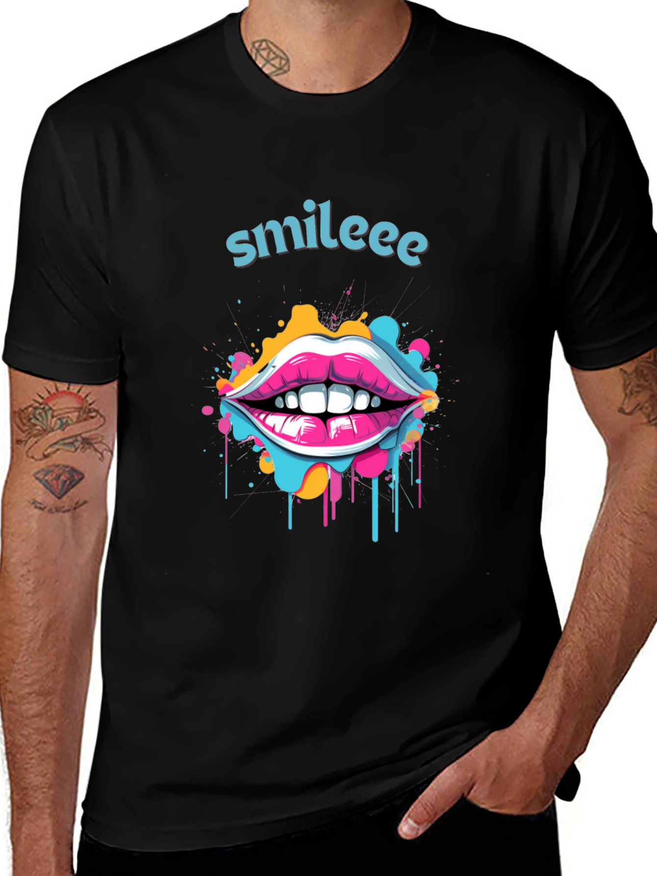 Variant 15 of Smileee Graphic Tee - Colorful Lip Art