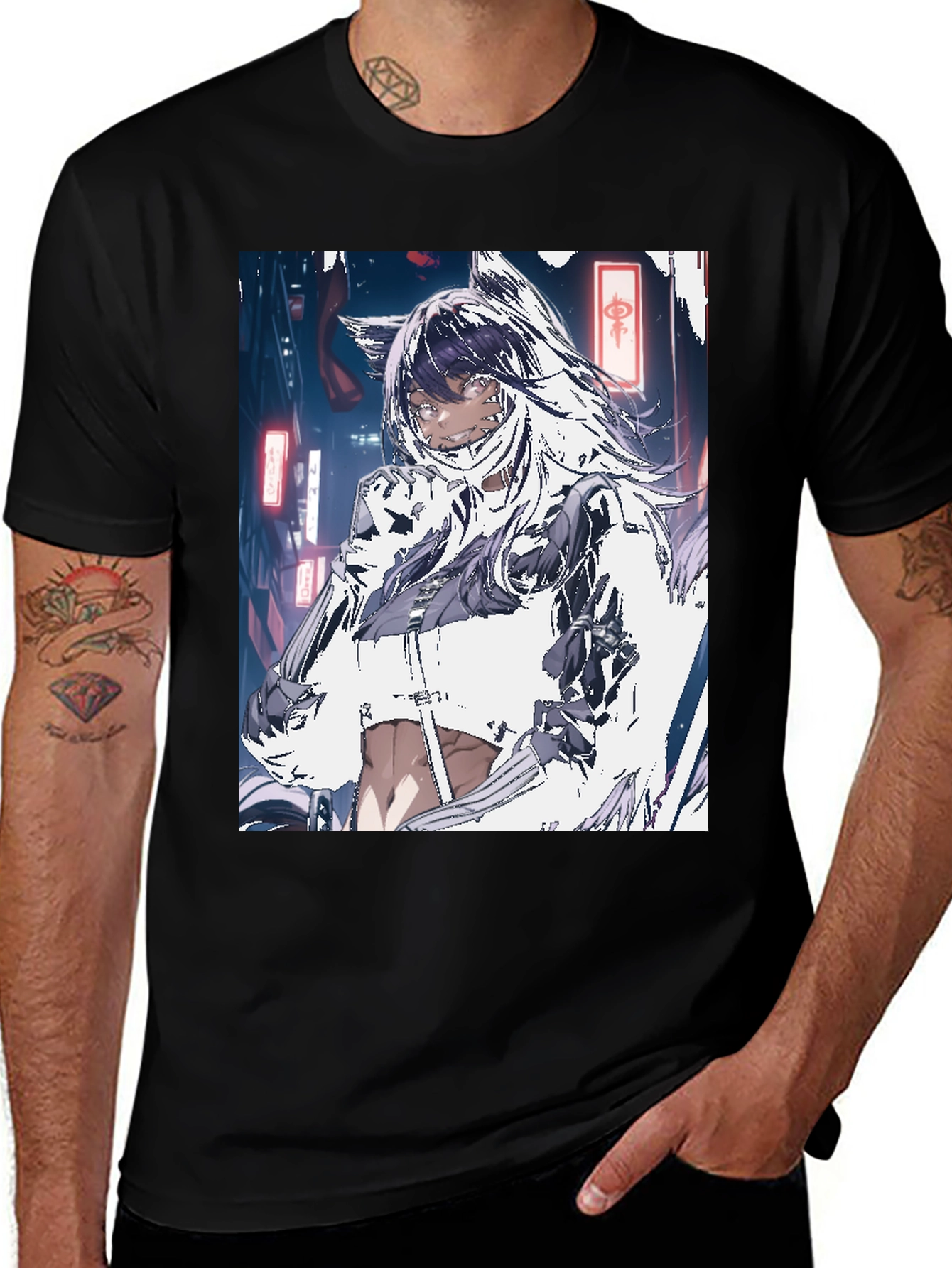 Anime Manga Graphic T-Shirt - Black