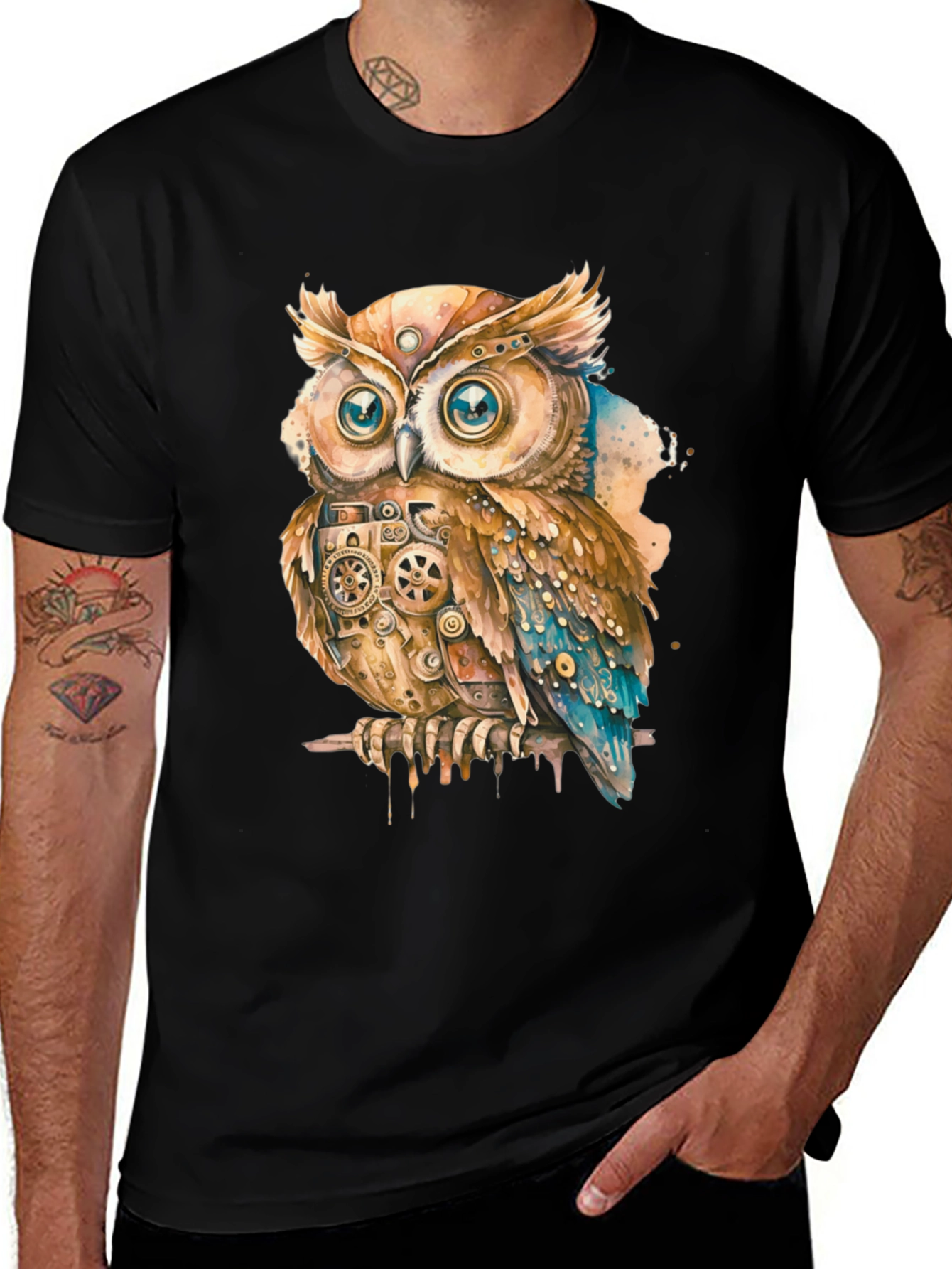 Variant 8 of Steampunk Owl Graphic Print T-Shirt