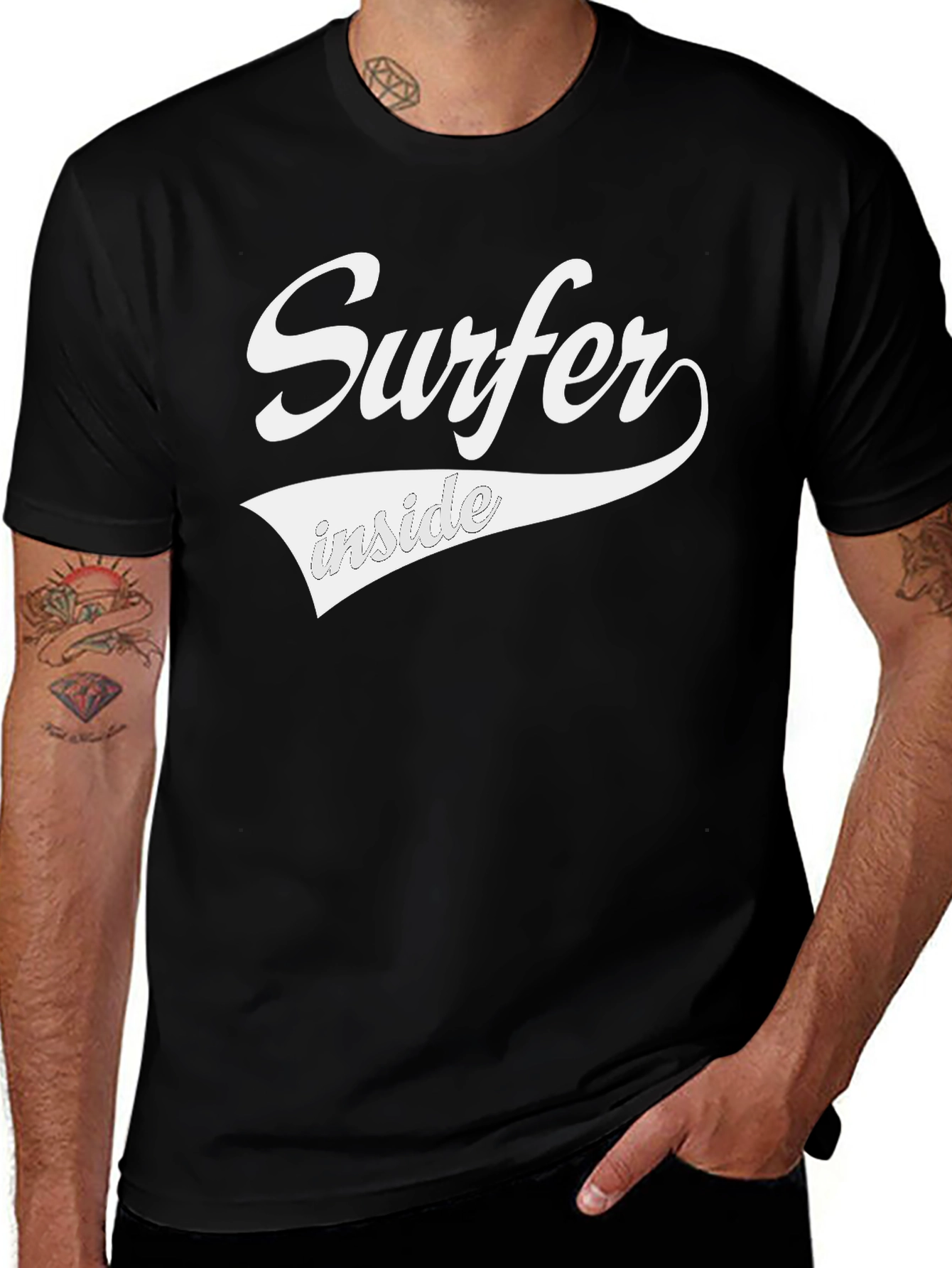 Variant 10 of Surfer Inside Graphic Tee - Black Crew Neck T-Shirt
