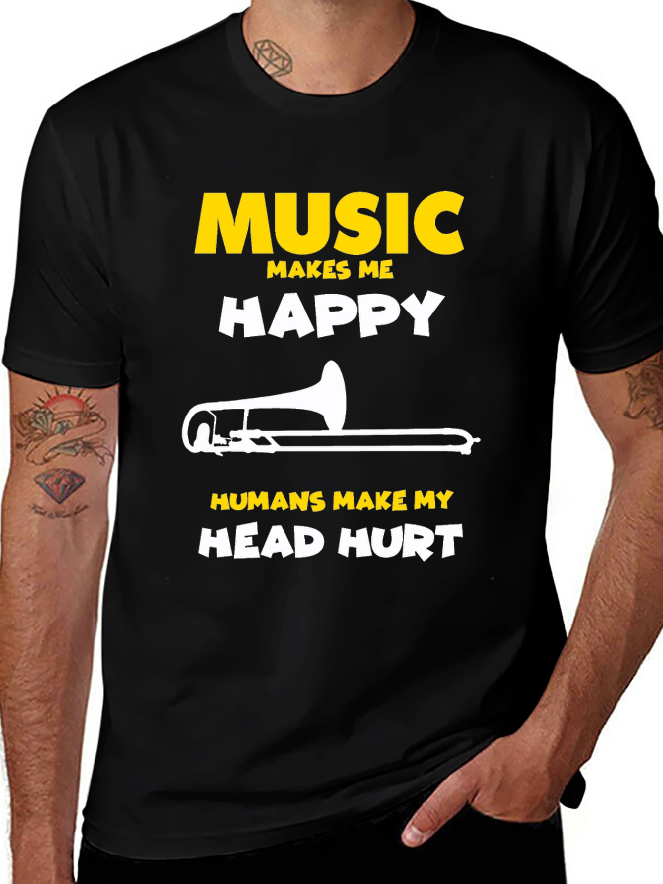 Variant 10 of Music Makes Me Happy Trombone T-Shirt