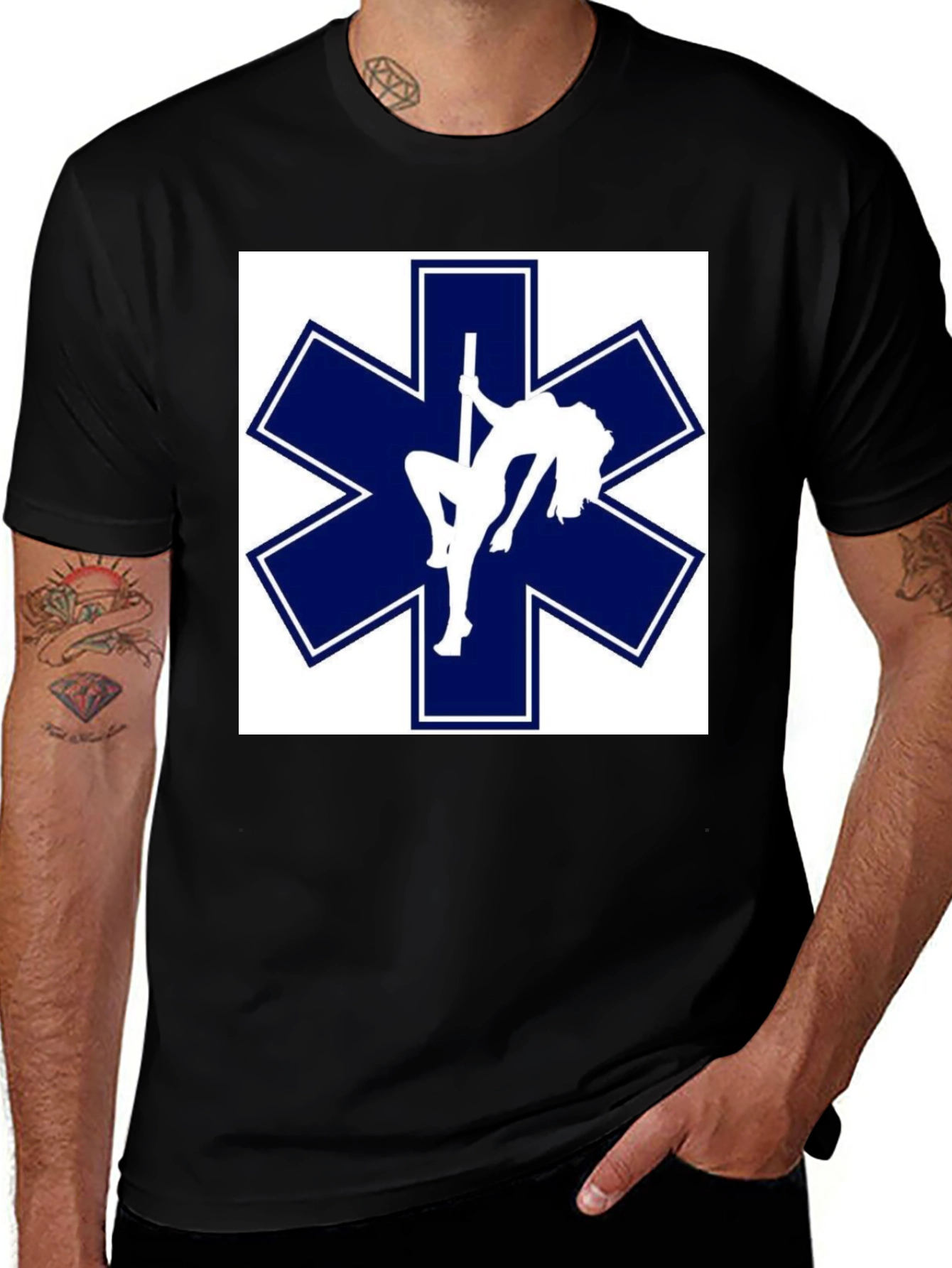 Variant 7 of Star of Life Pole Dancer T-Shirt Funny EMT EMS Paramedic Tee