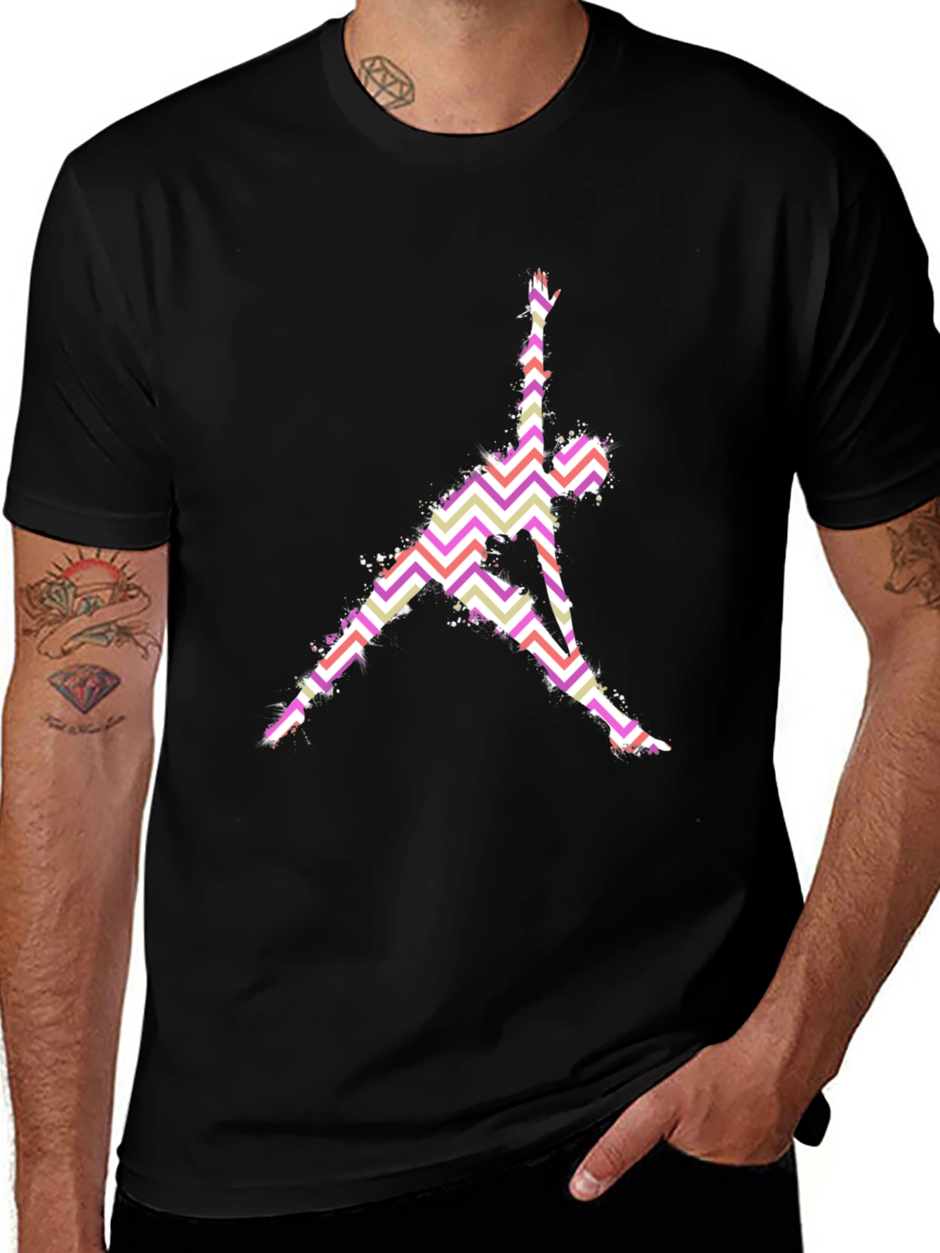 Variant 17 of Yoga Pose Graphic Print Black T-Shirt