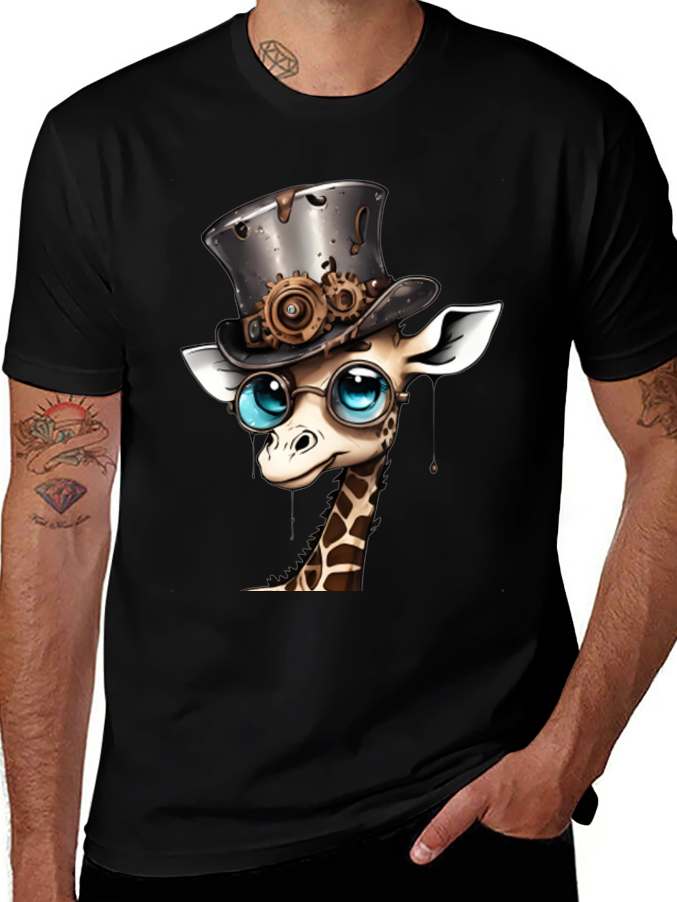 Variant 17 of Steampunk Giraffe T-Shirt - Whimsical Animal Top