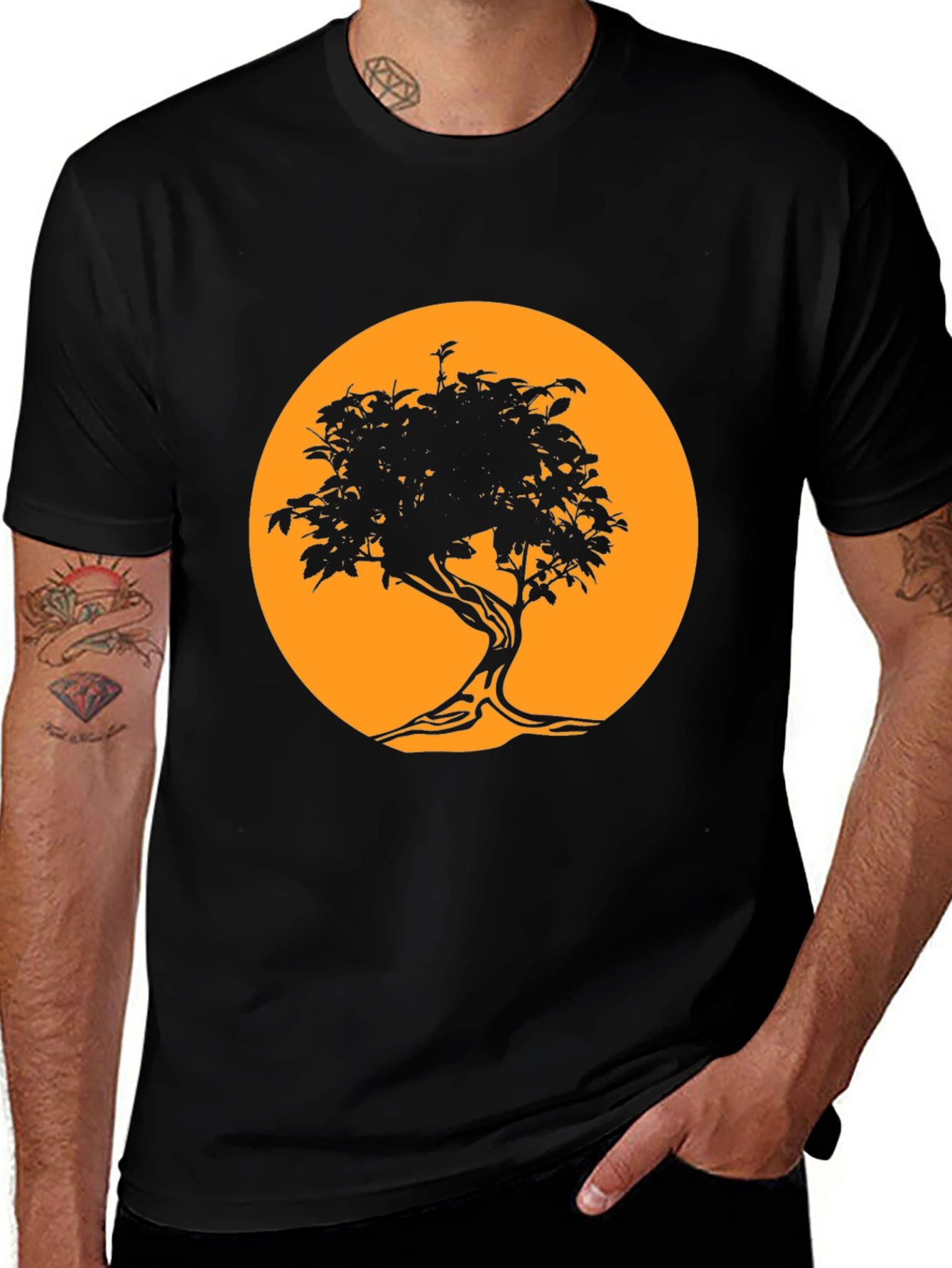 Black Tree Silhouette Tee - Graphic Print