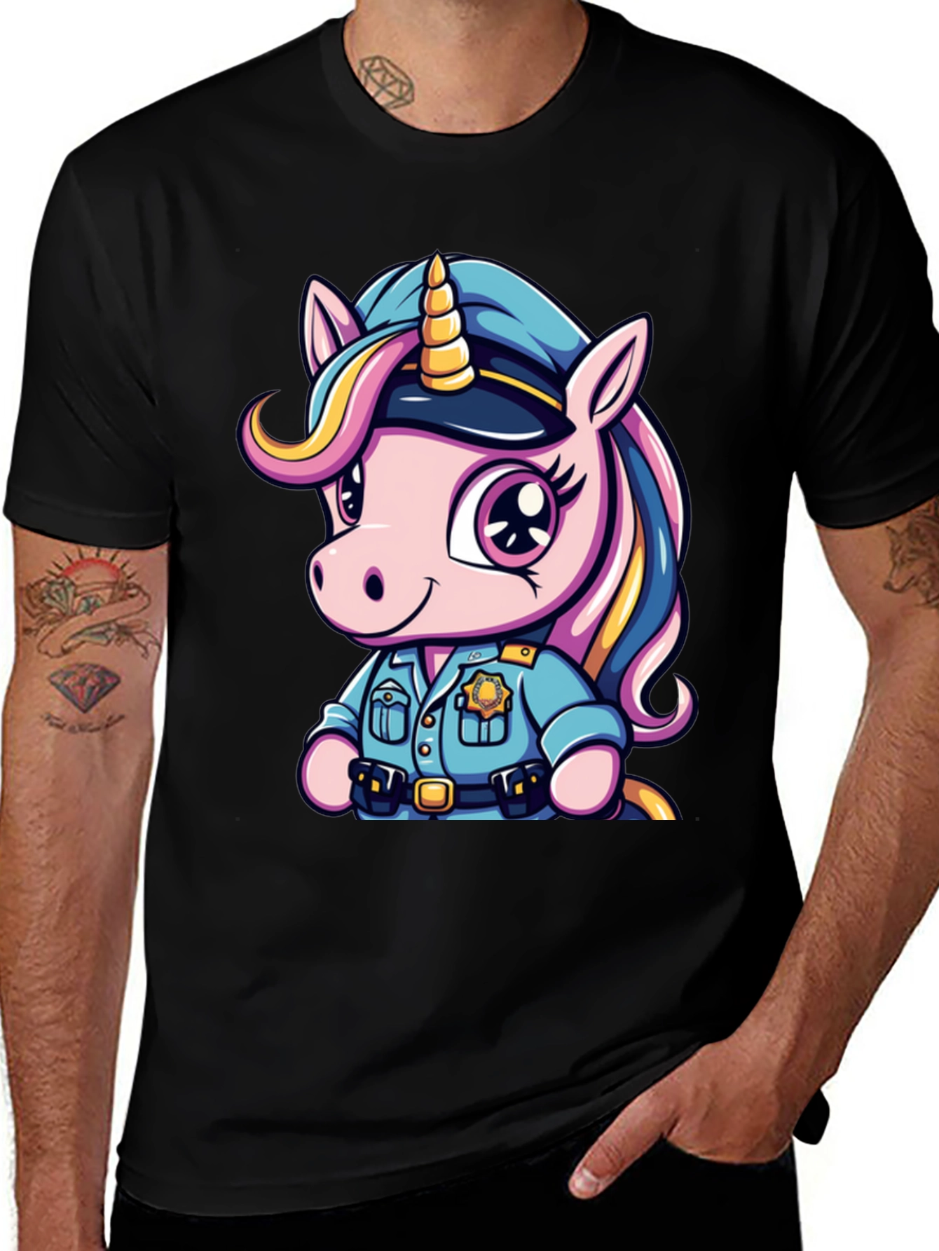 Variant 17 of Unicorn Police T-Shirt - Cute Cartoon Design