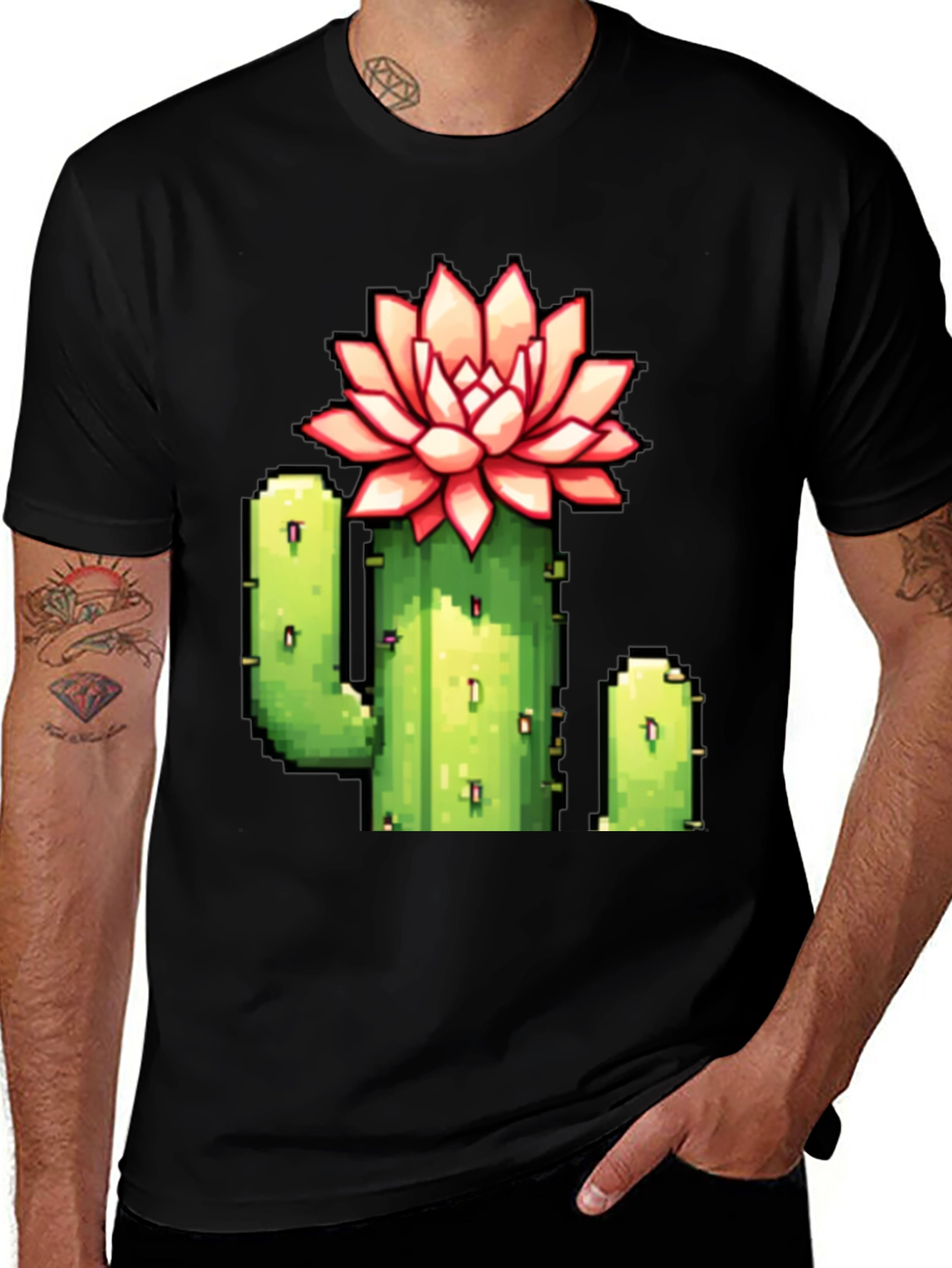 Variant 25 of Pixel Cactus Flower Graphic Tee