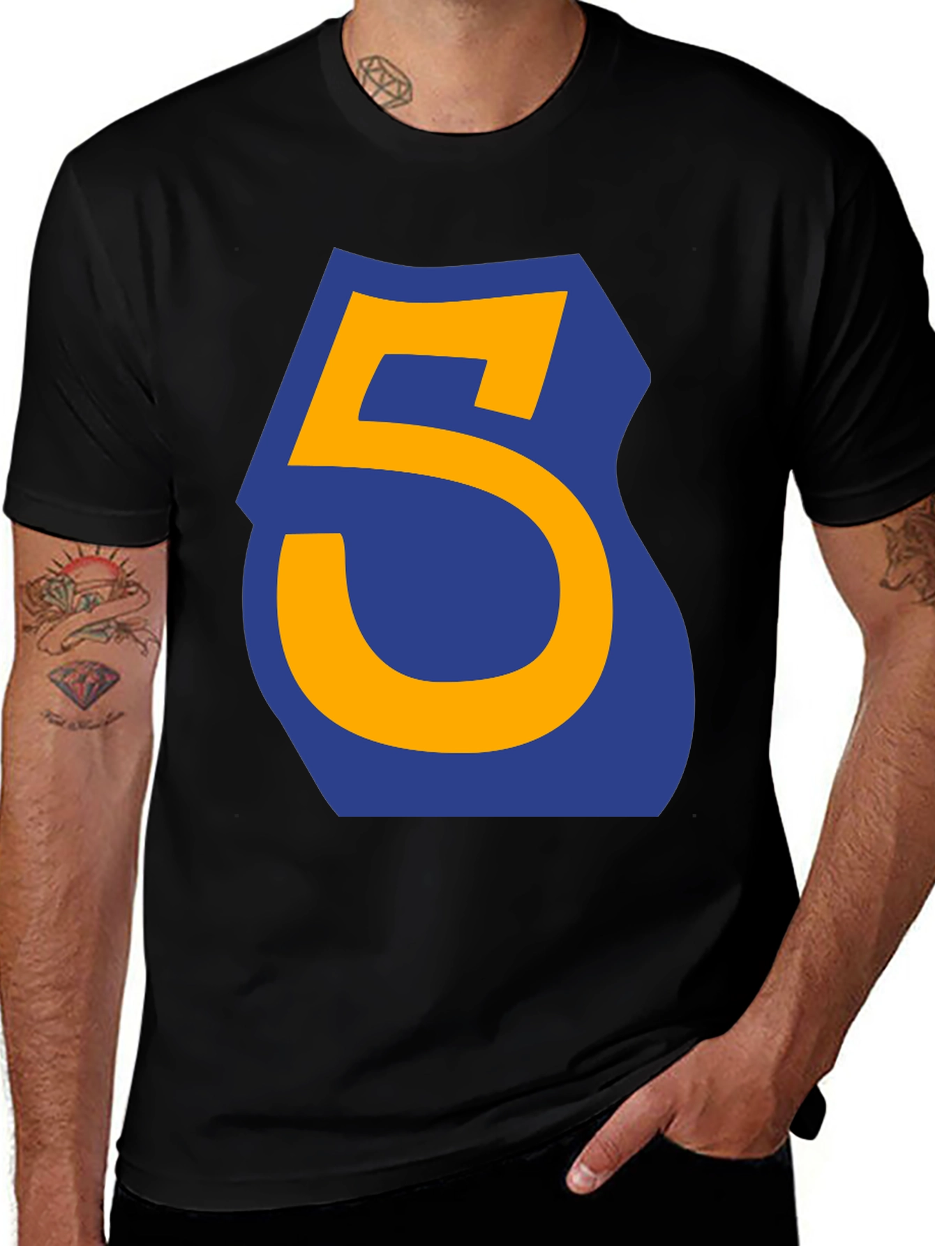 Variant 20 of Number 5 Graphic Tee - Casual Black T-Shirt